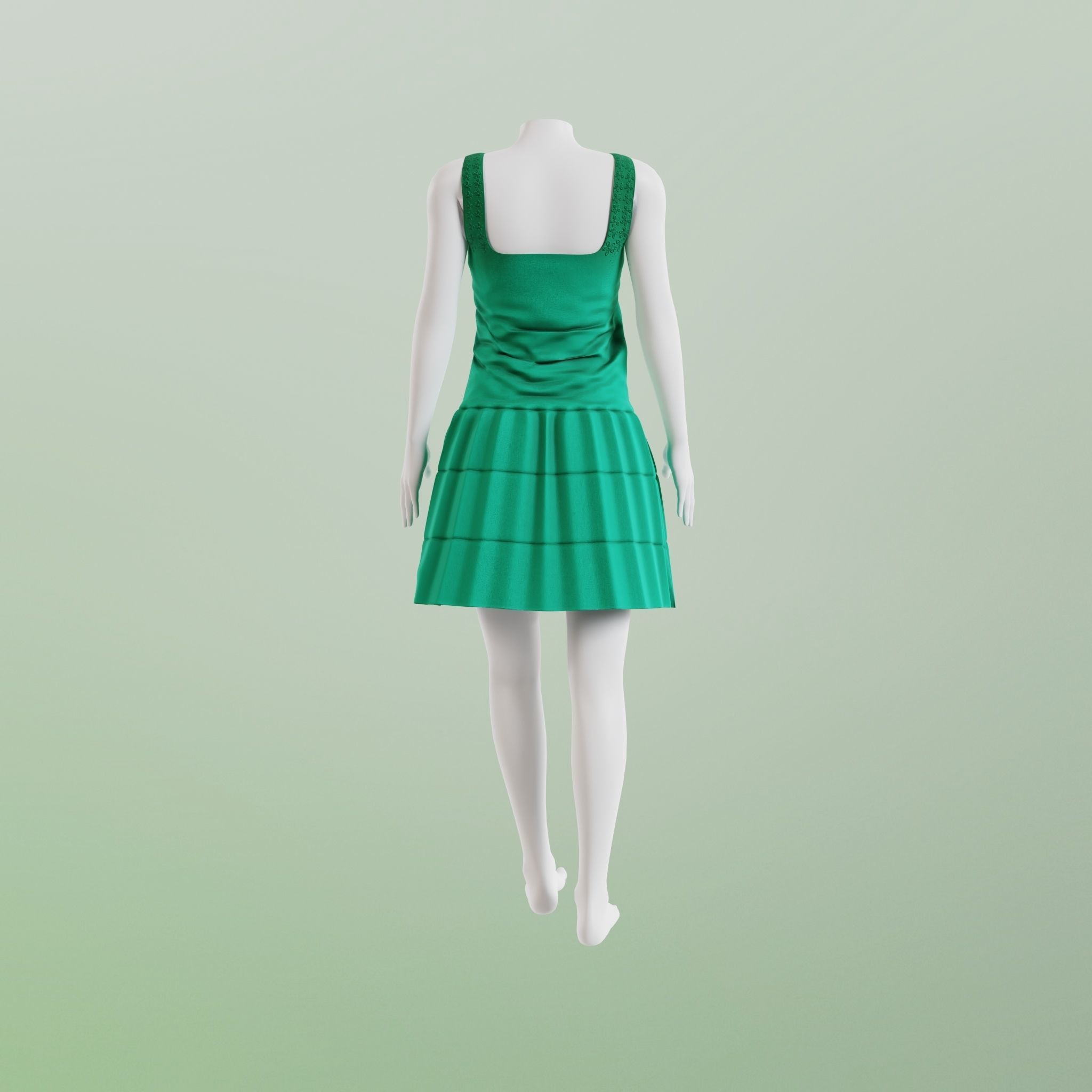 Simple Dress Low-poly 3D model_5
