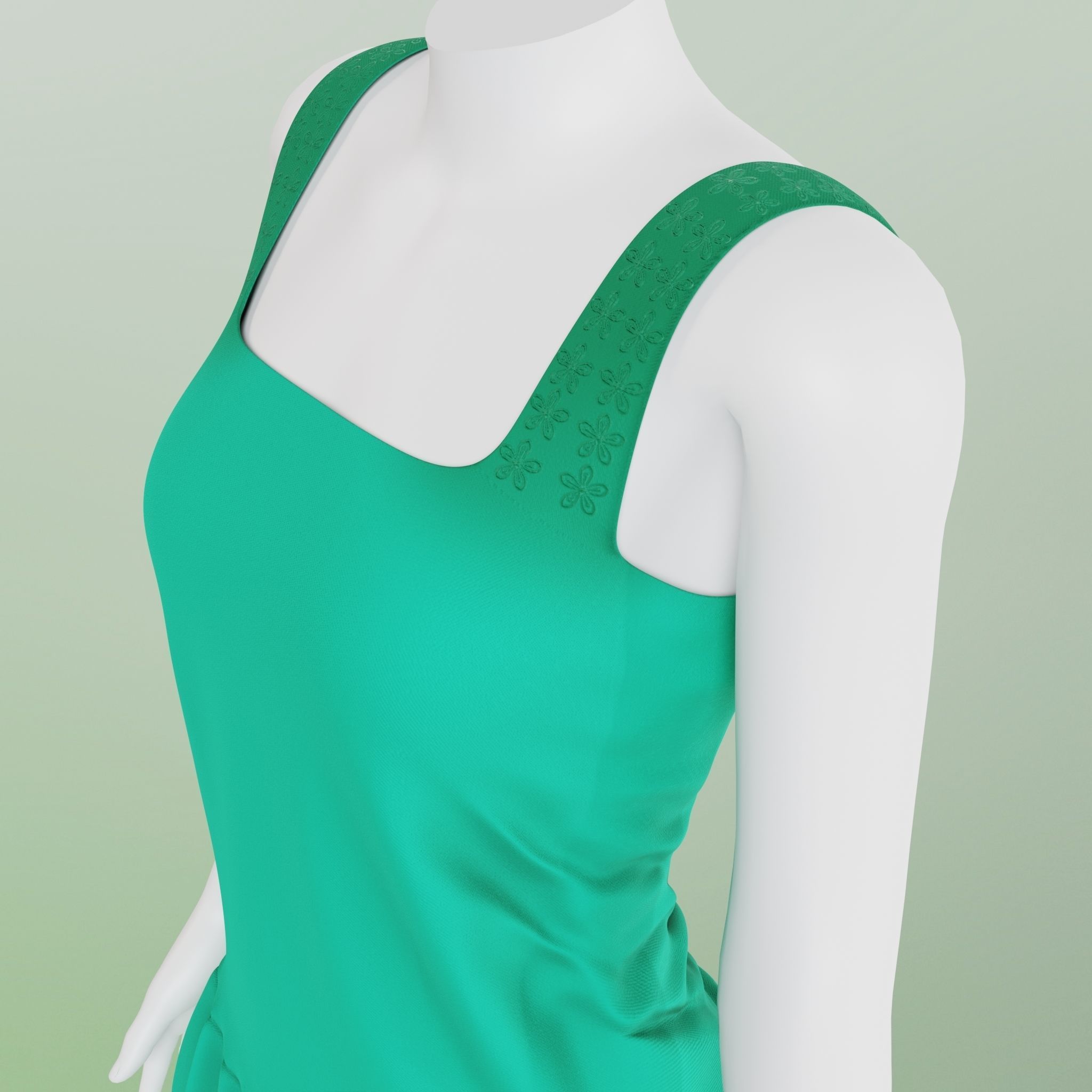 Simple Dress Low-poly 3D model_4