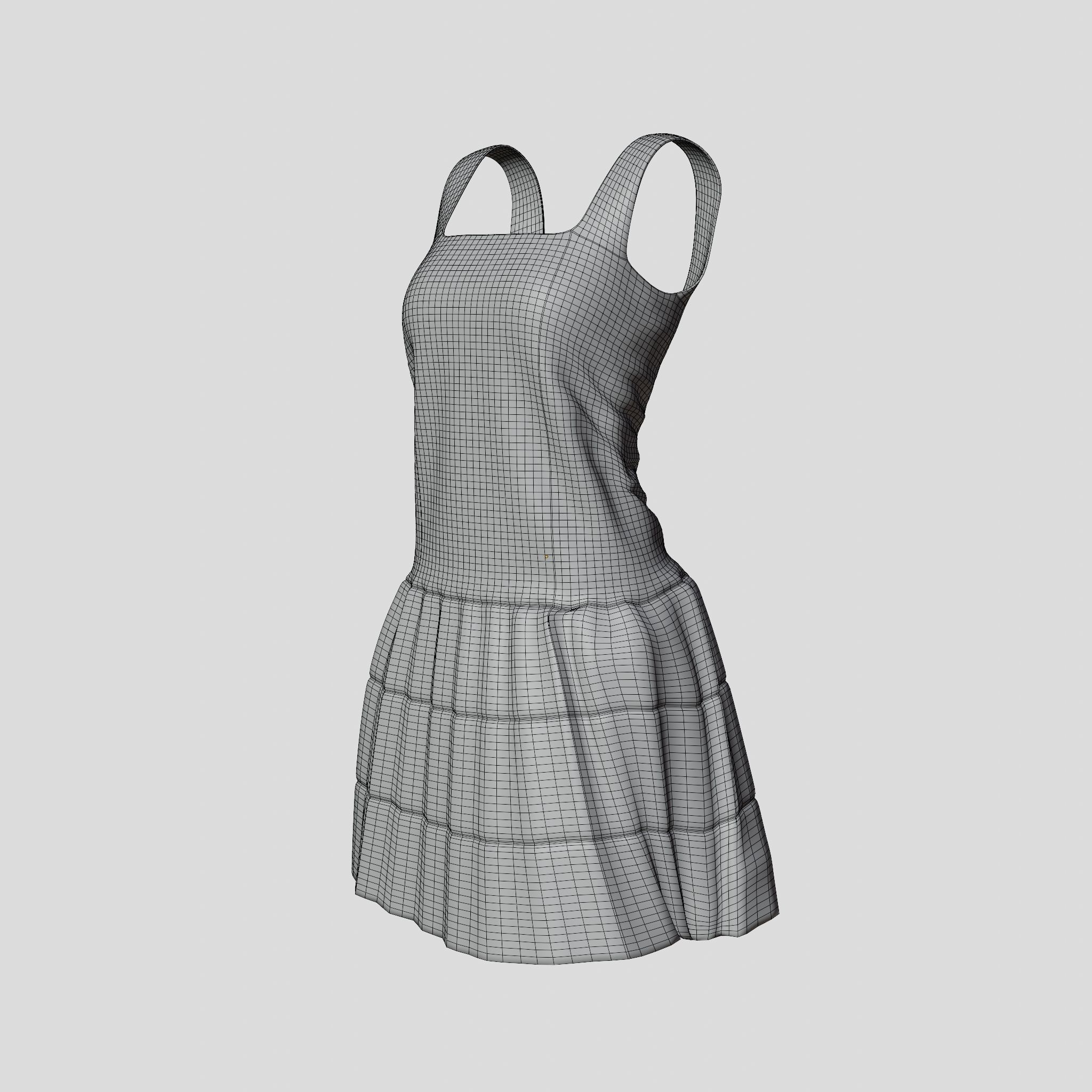 Simple Dress Low-poly 3D model_11