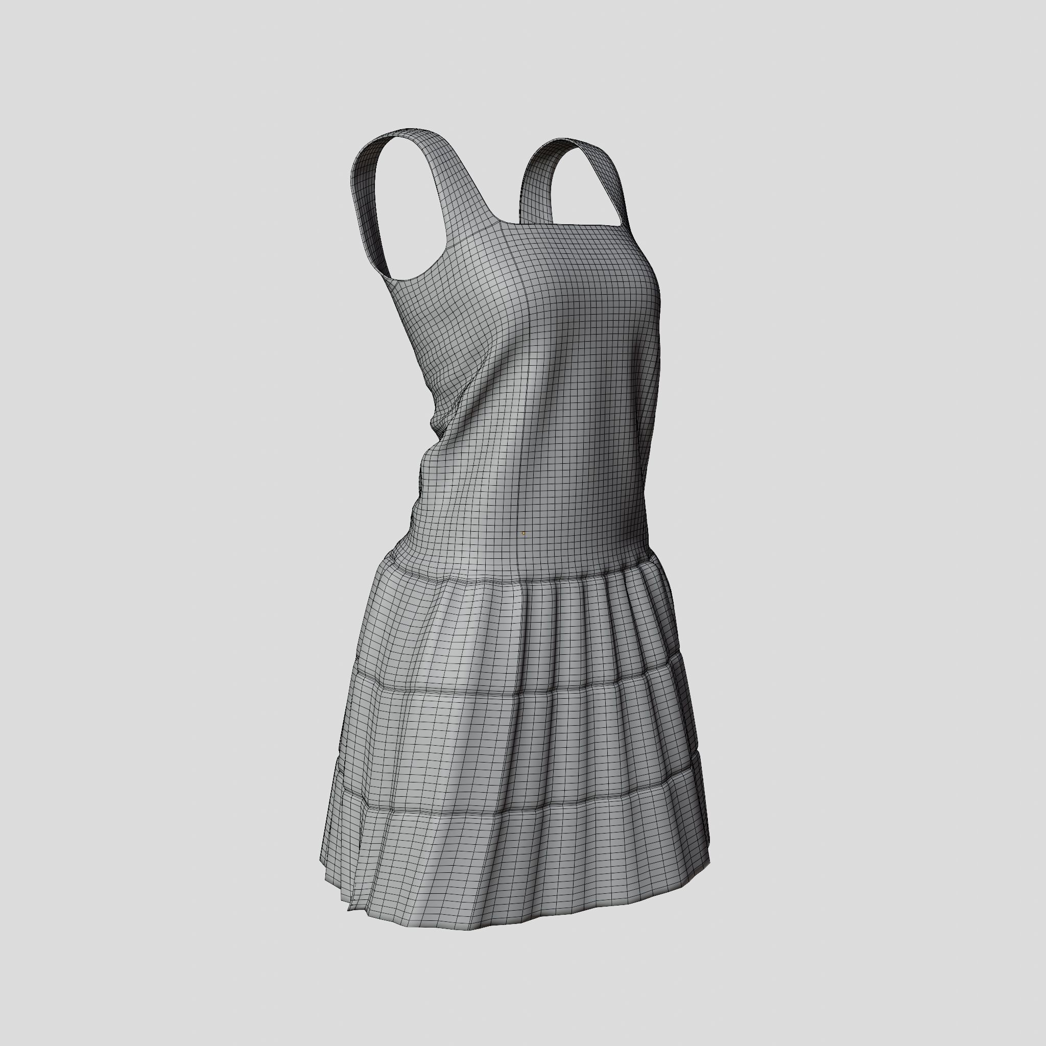Simple Dress Low-poly 3D model_10