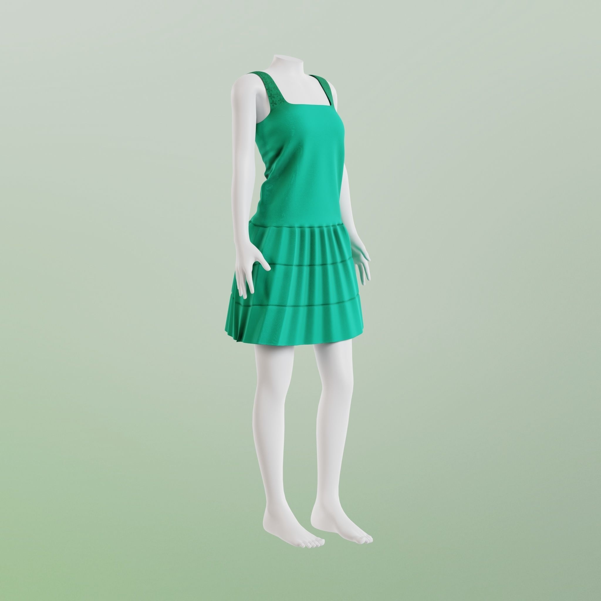 Simple Dress Low-poly 3D model_1