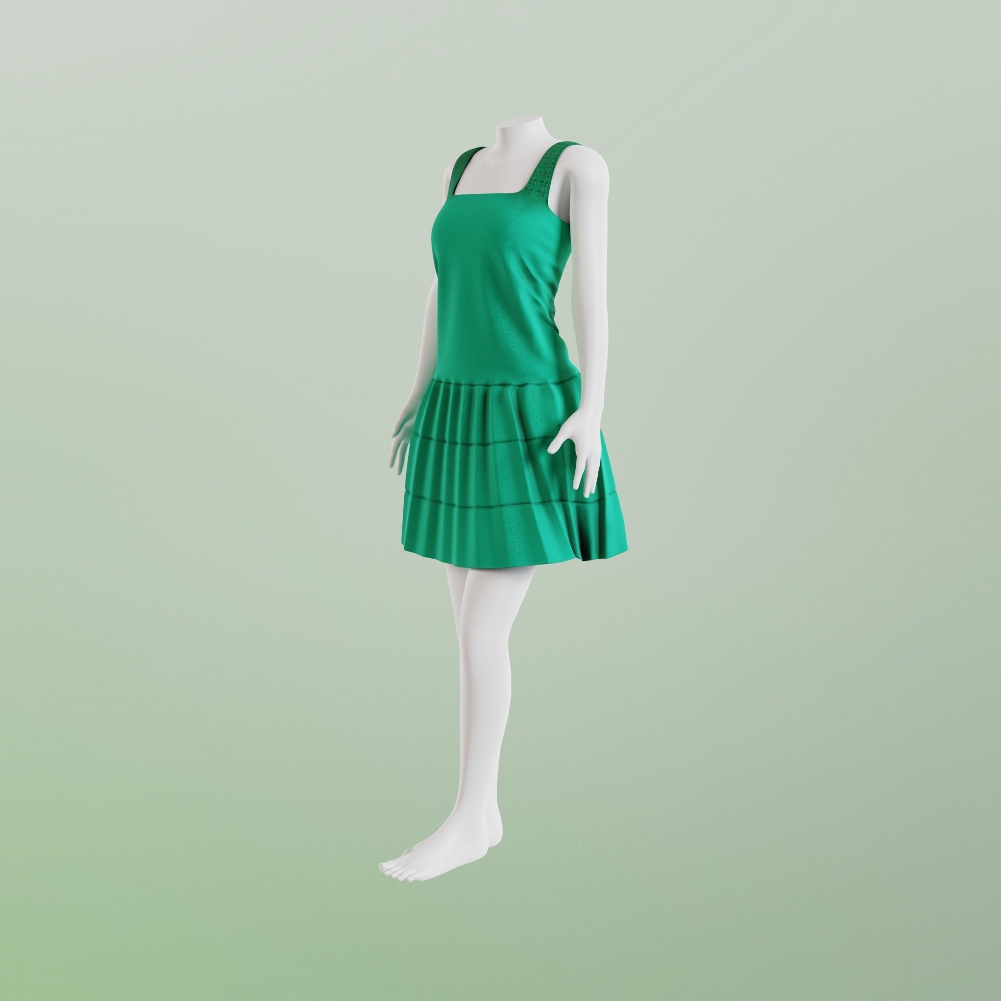 Simple Dress Low-poly 3D model_2