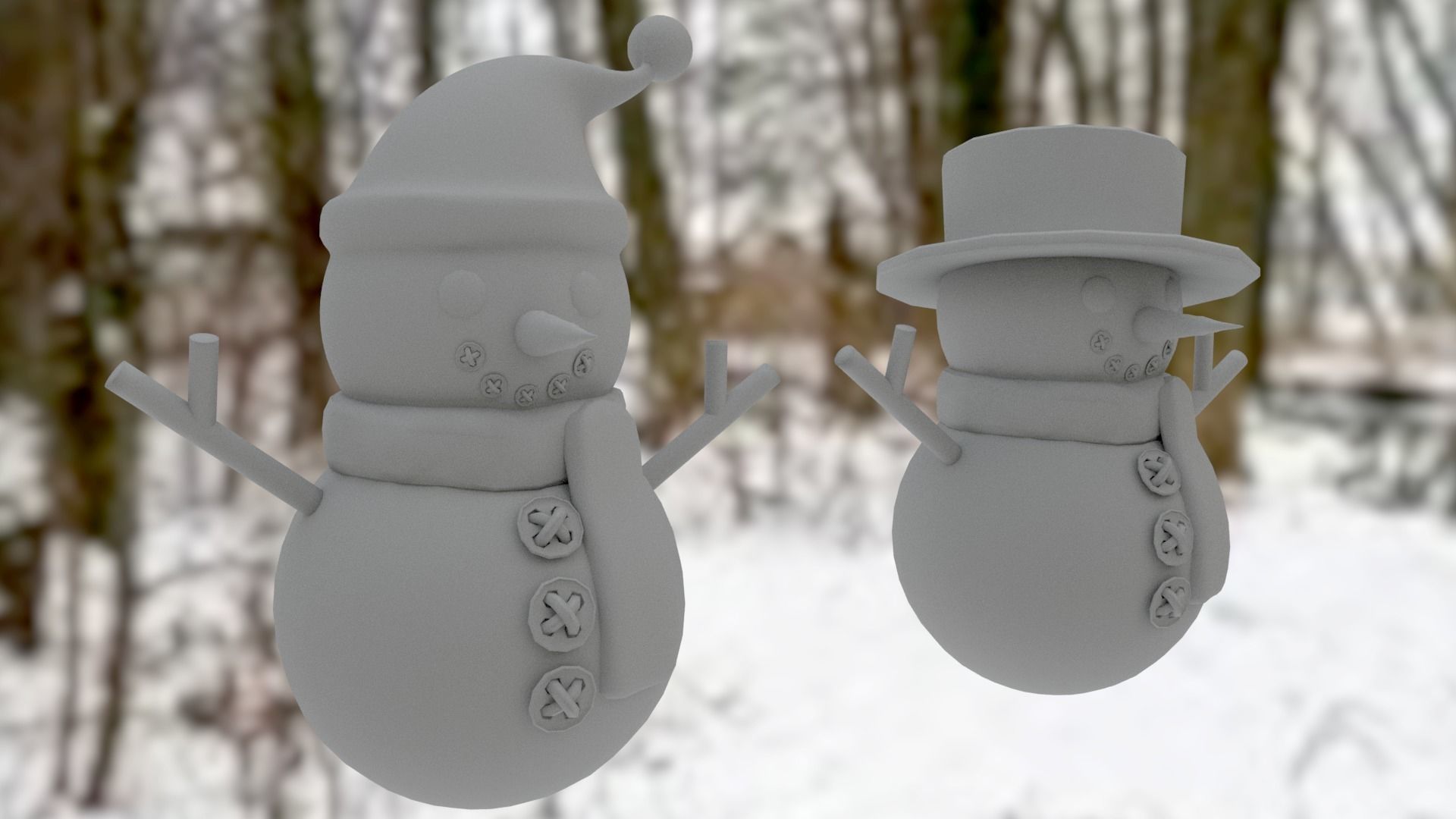 Snowman pack Low-poly 3D model_23