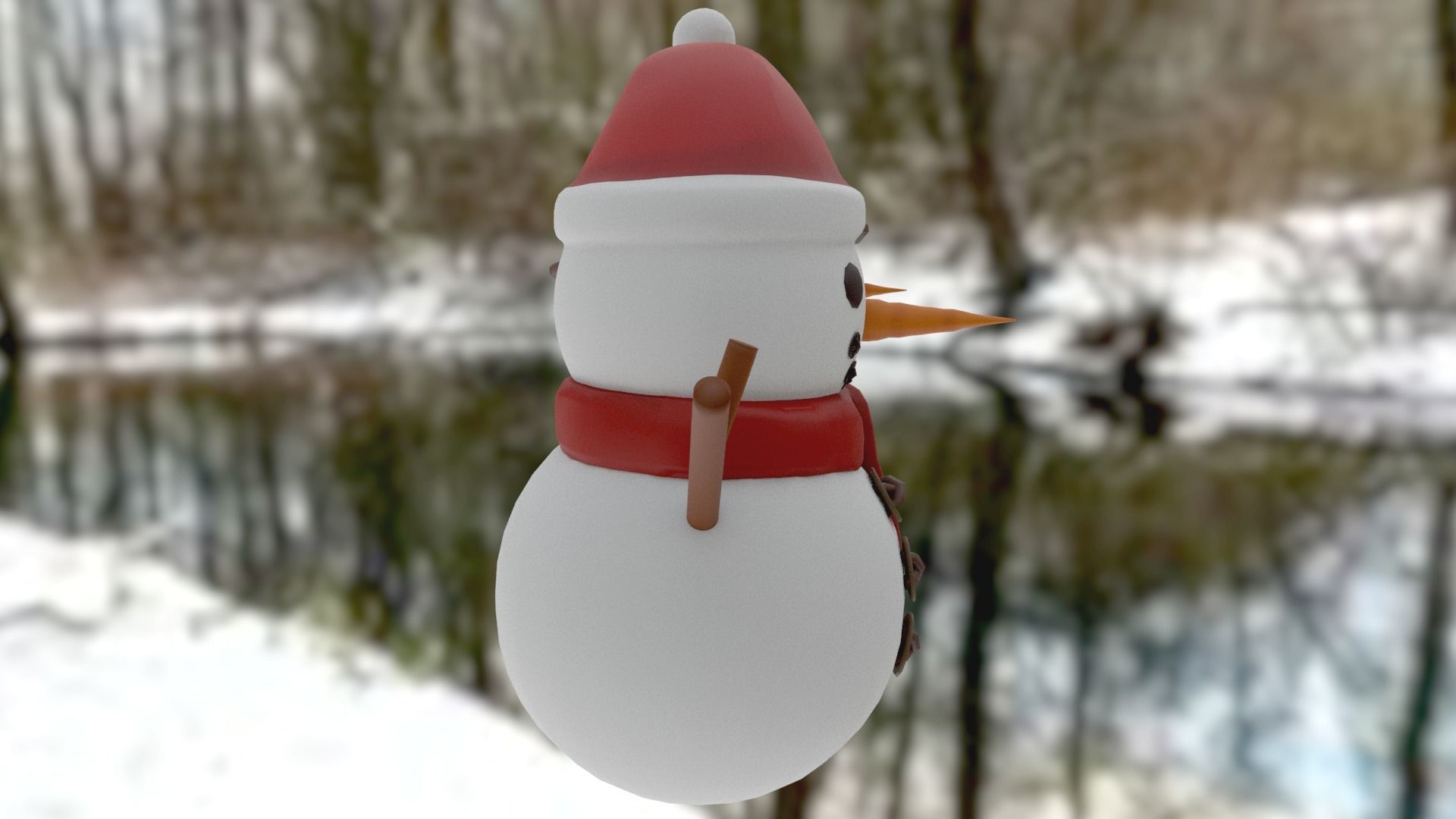 Snowman pack Low-poly 3D model_7