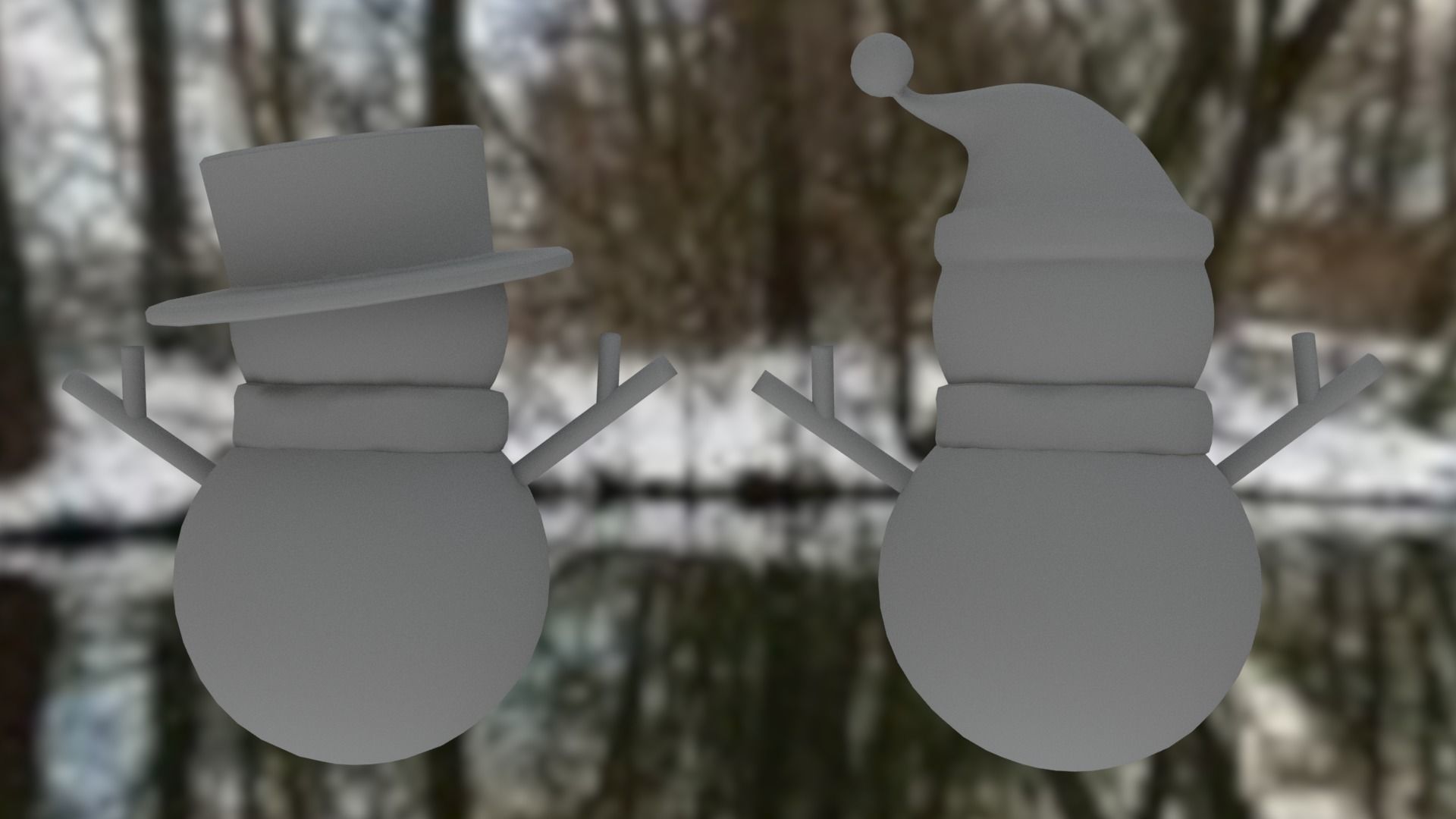 Snowman pack Low-poly 3D model_19