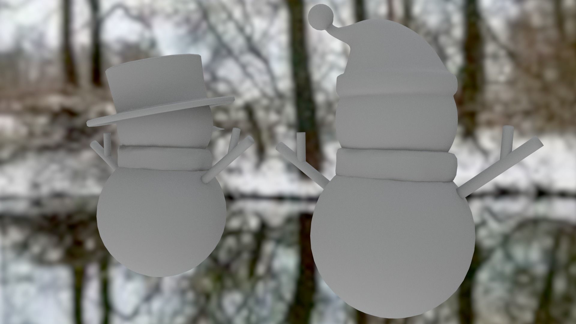 Snowman pack Low-poly 3D model_20