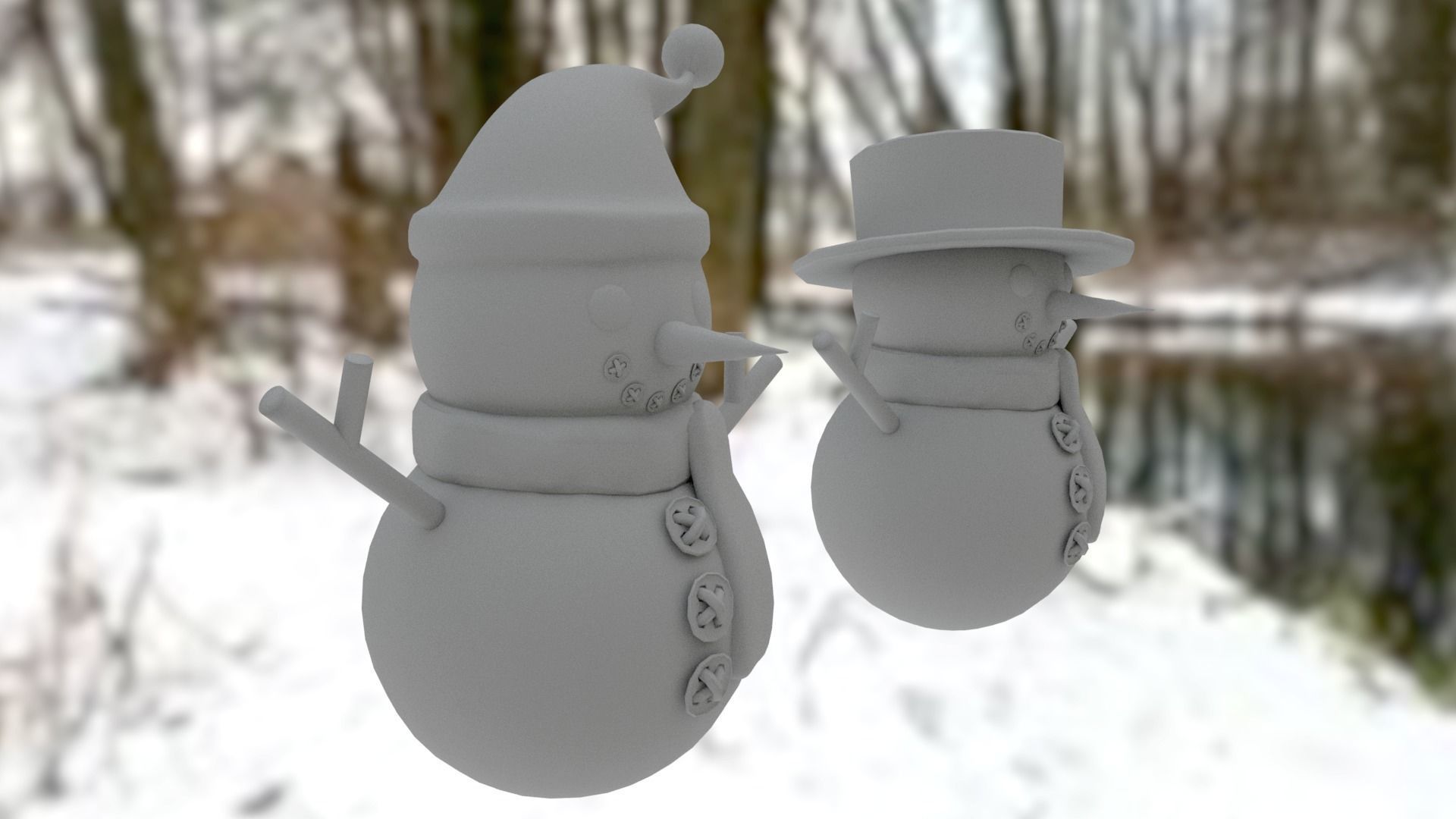Snowman pack Low-poly 3D model_22