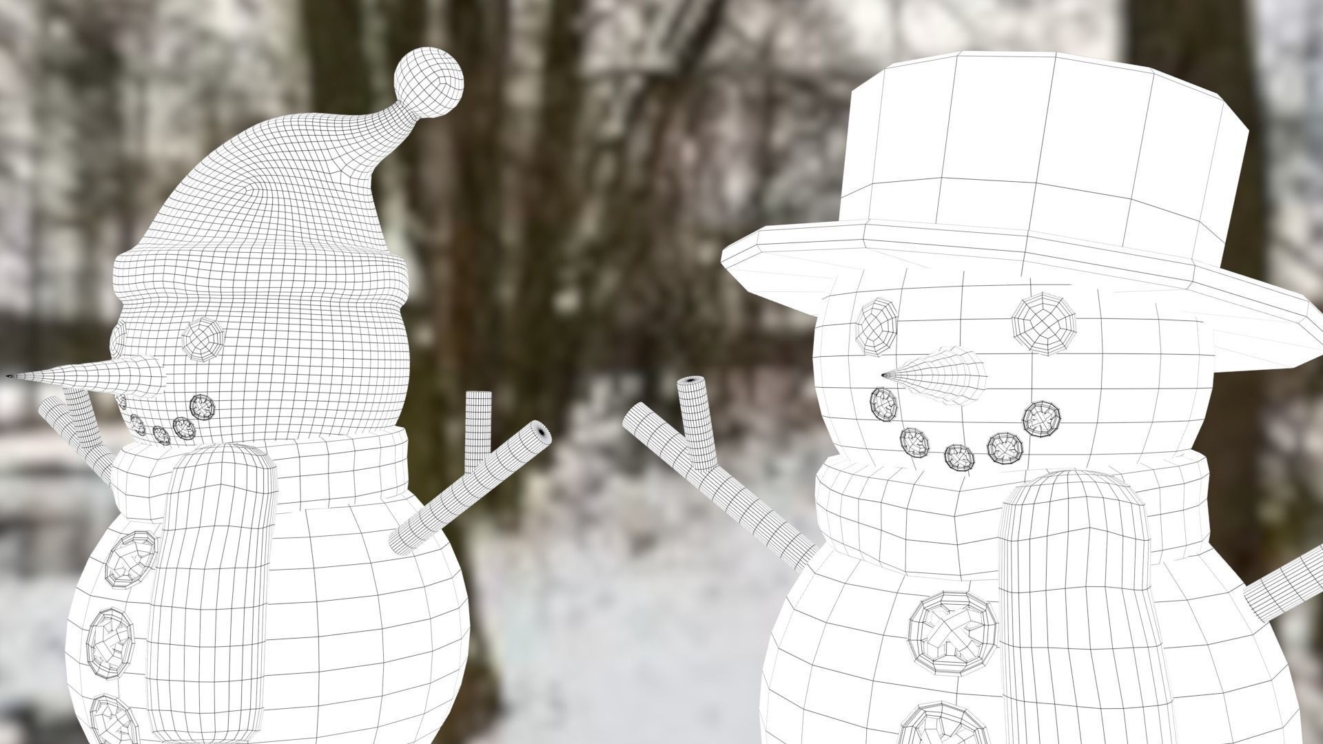 Snowman pack Low-poly 3D model_41