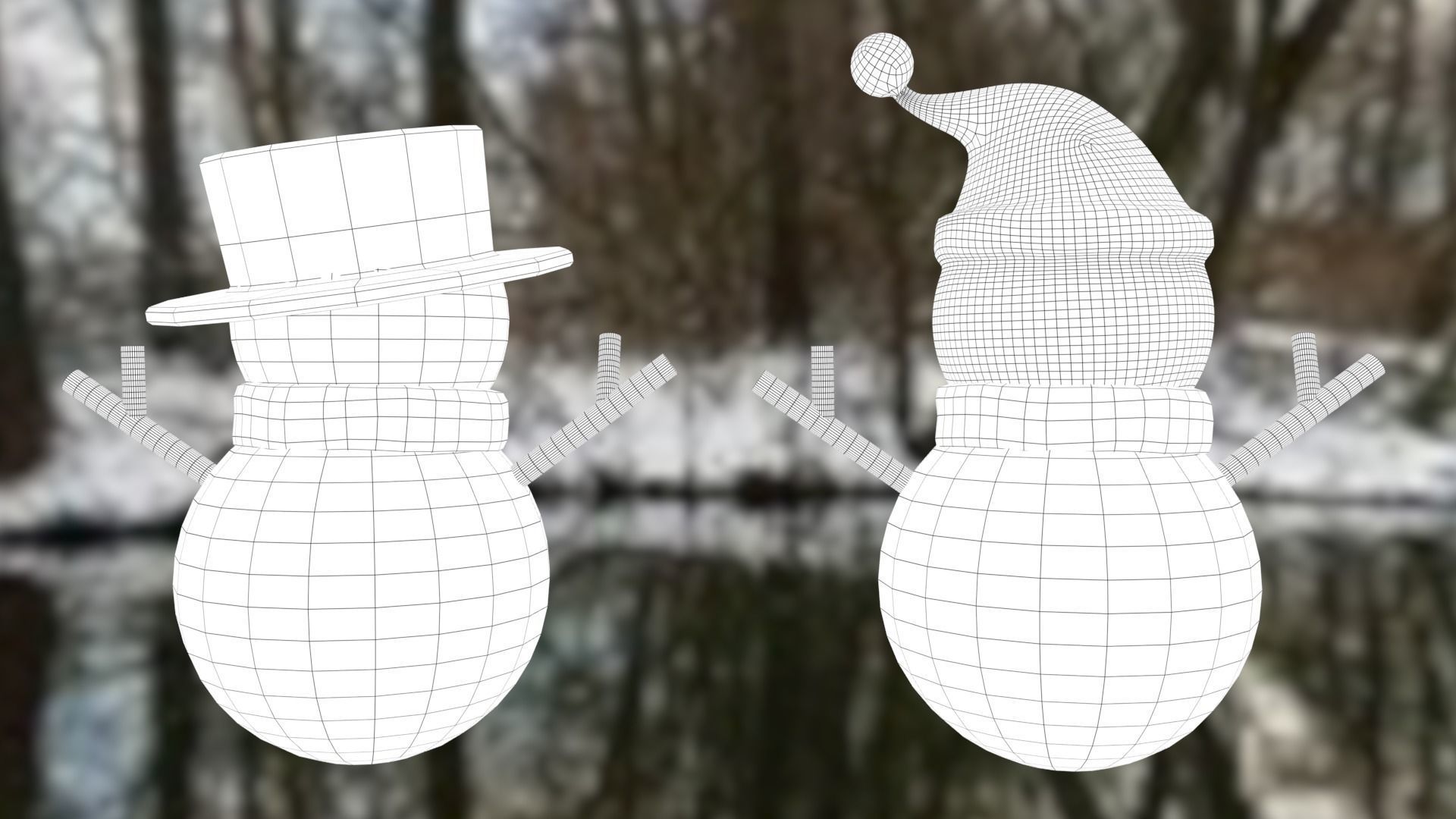 Snowman pack Low-poly 3D model_31