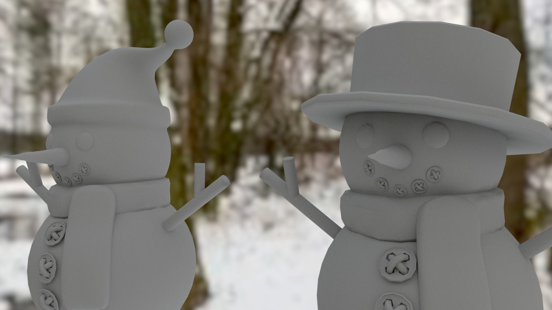 Snowman pack Low-poly 3D model_26