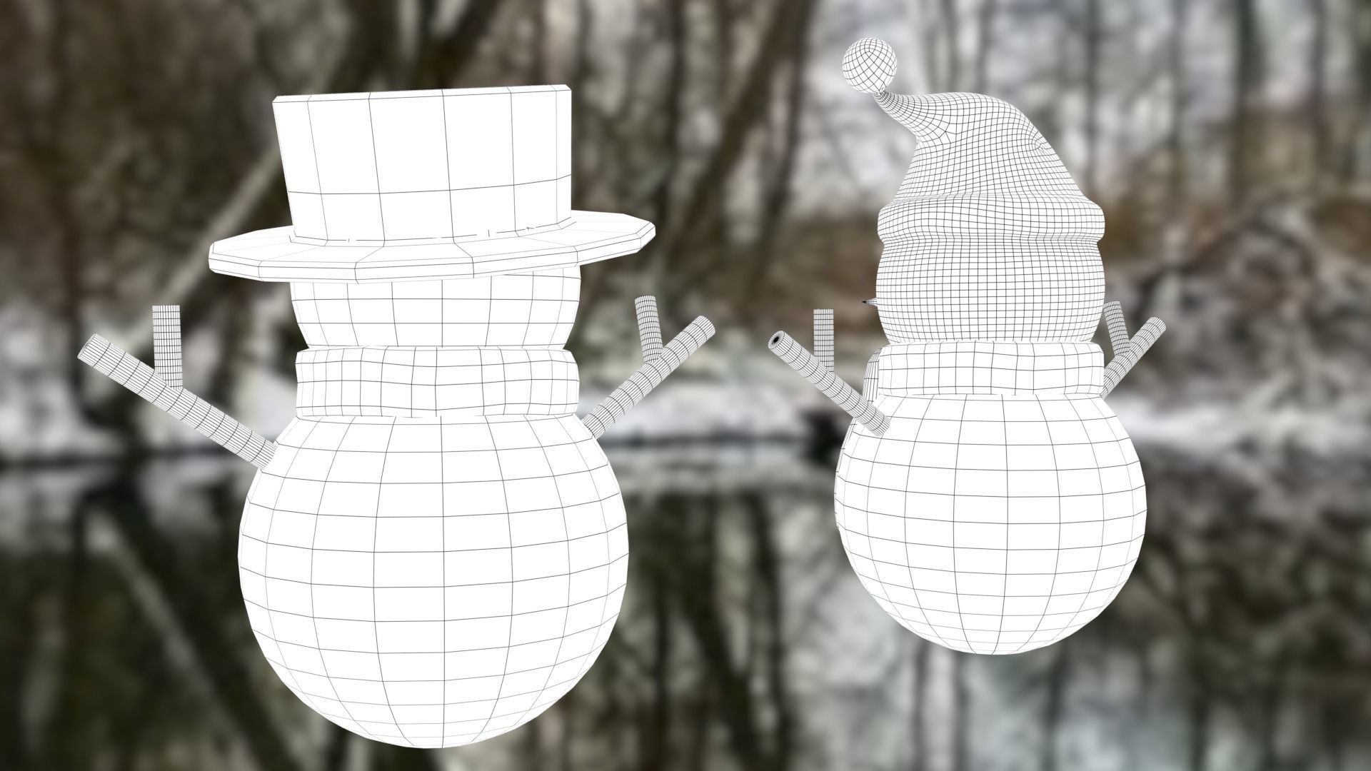 Snowman pack Low-poly 3D model_38