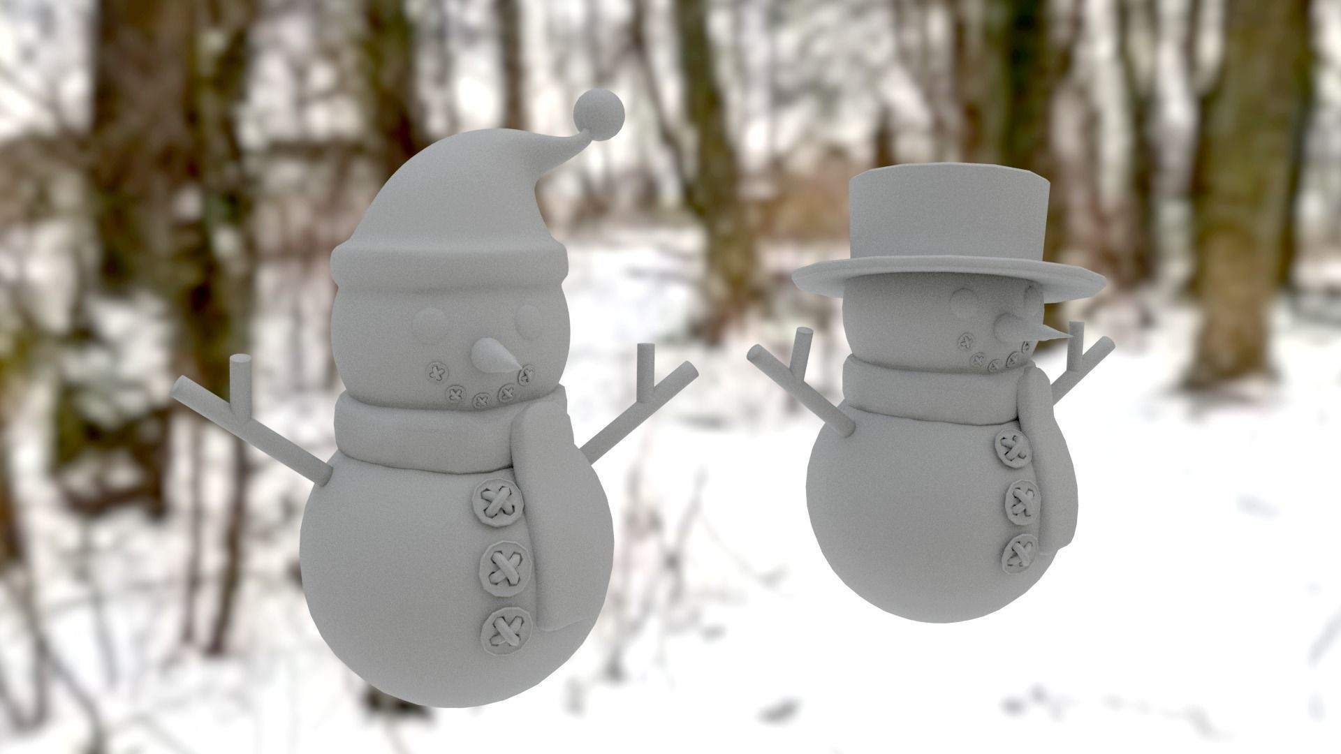 Snowman pack Low-poly 3D model_27