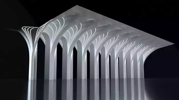 Futuristic Parametric Organic Arched Shade Structure 3D model