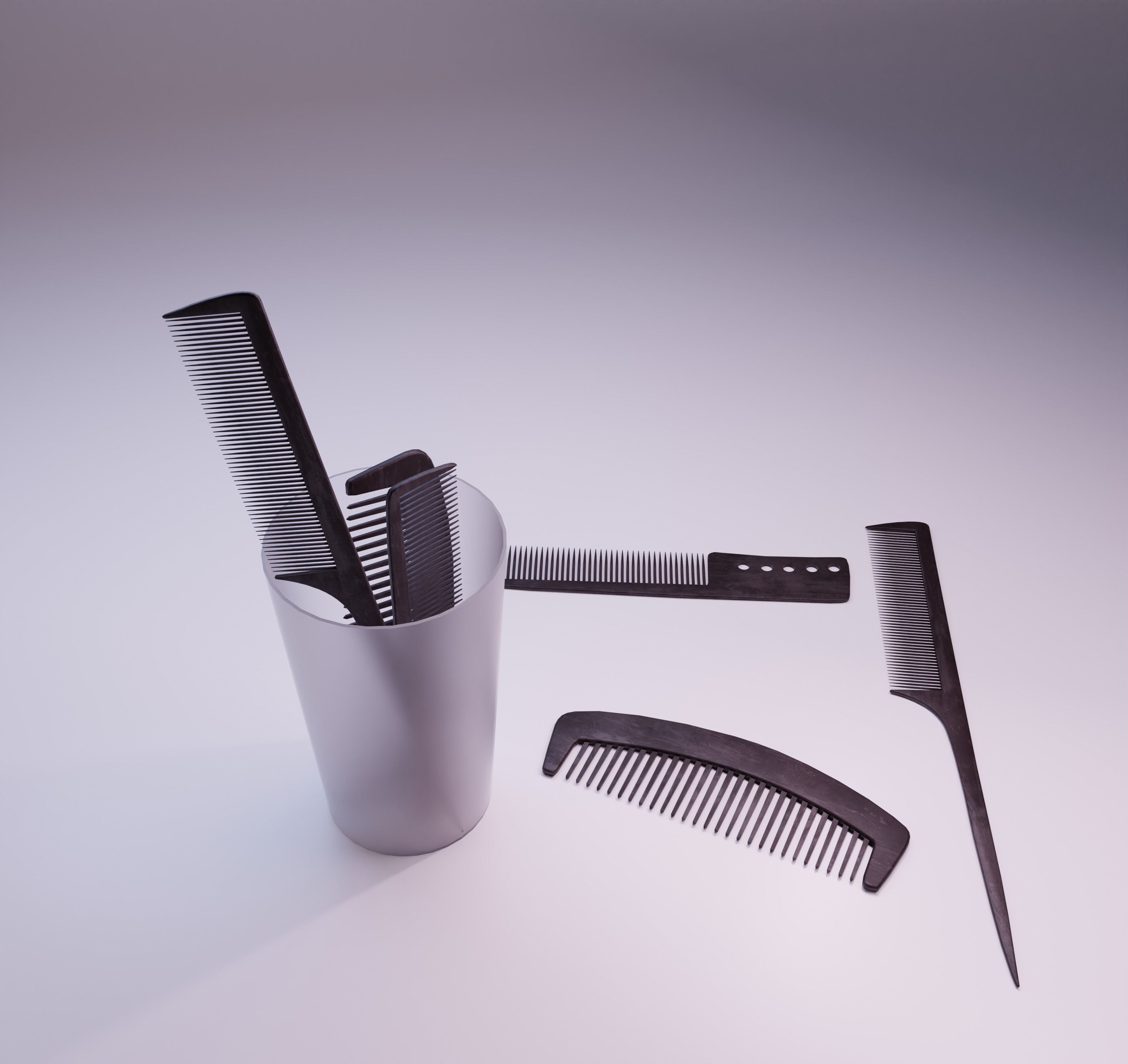 Male Comb collection Free 3D model_1