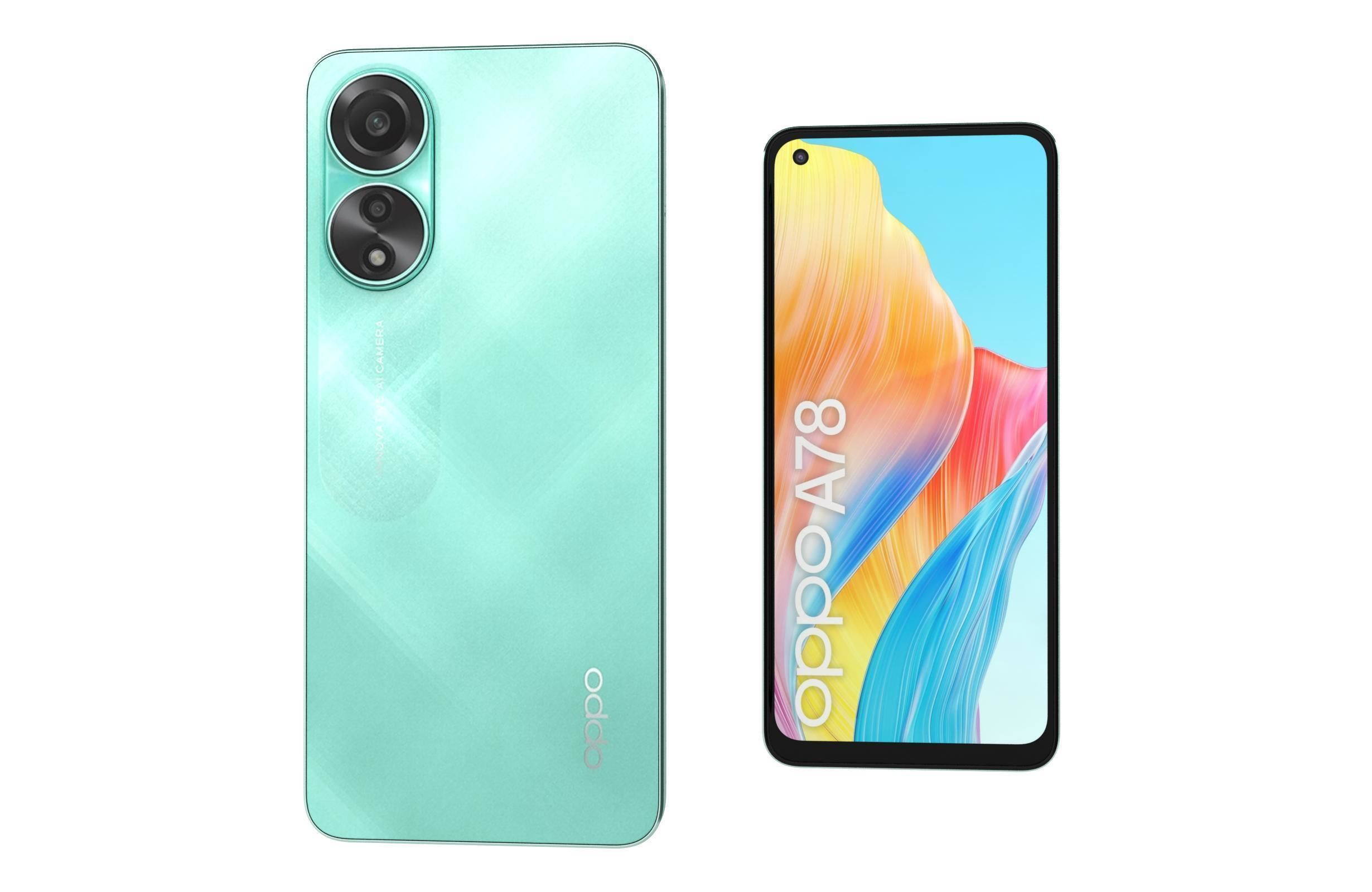 Oppo A78 4G Black And Green Low-poly 3D model_20