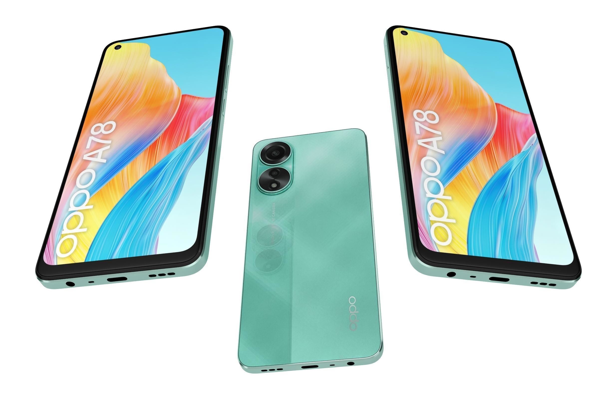 Oppo A78 4G Black And Green Low-poly 3D model_16