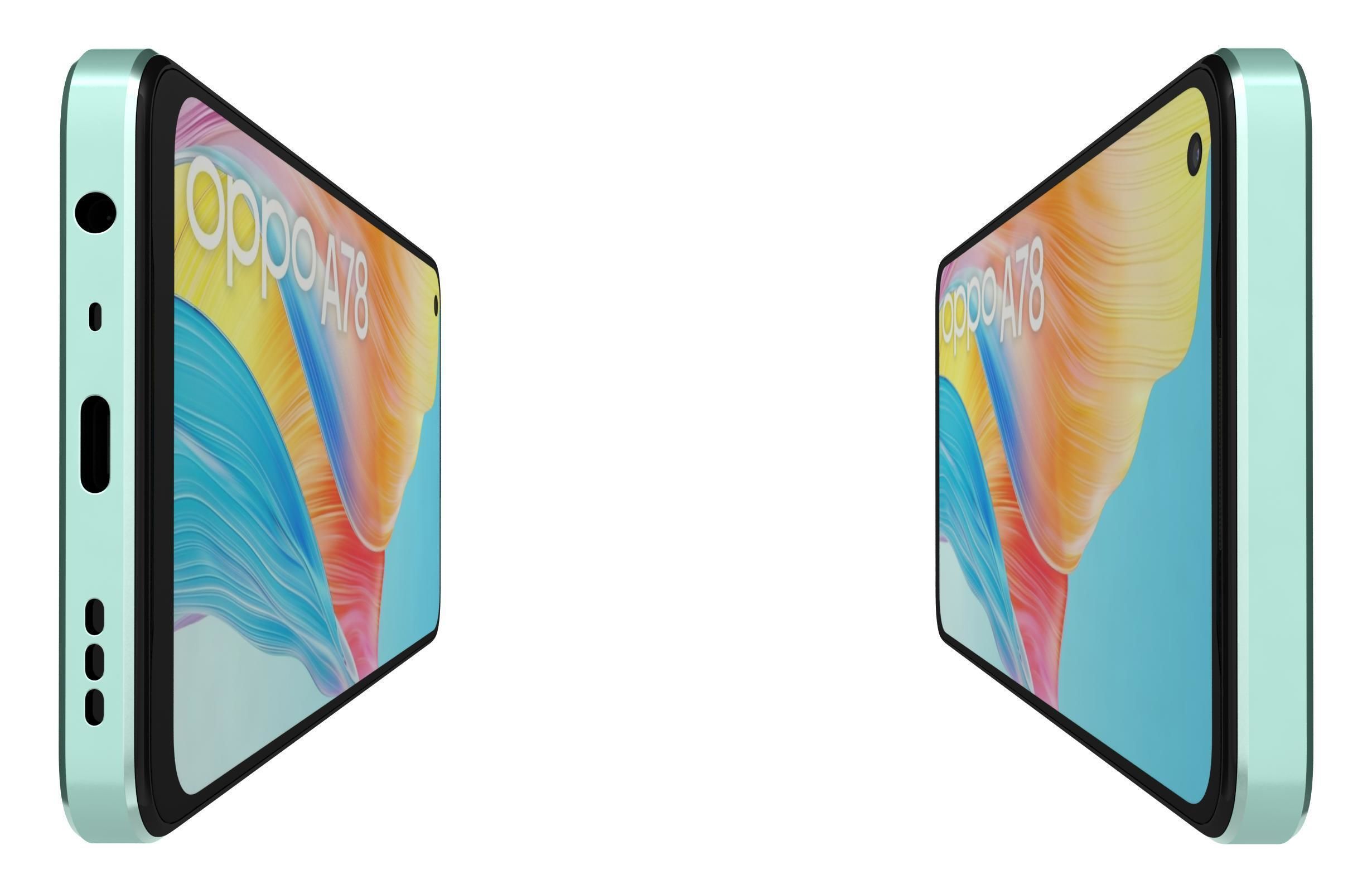 Oppo A78 4G Black And Green Low-poly 3D model_21