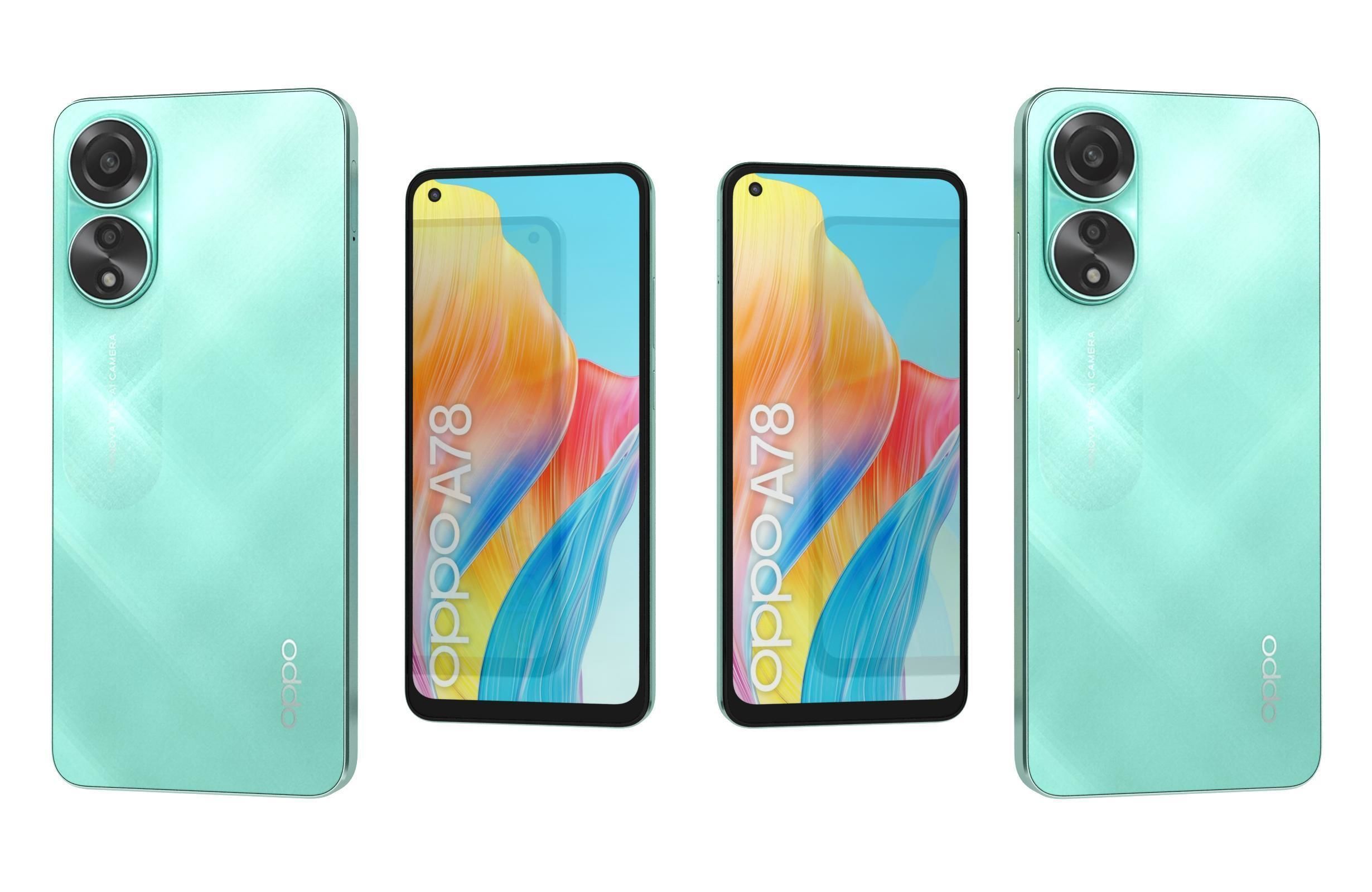 Oppo A78 4G Black And Green Low-poly 3D model_1