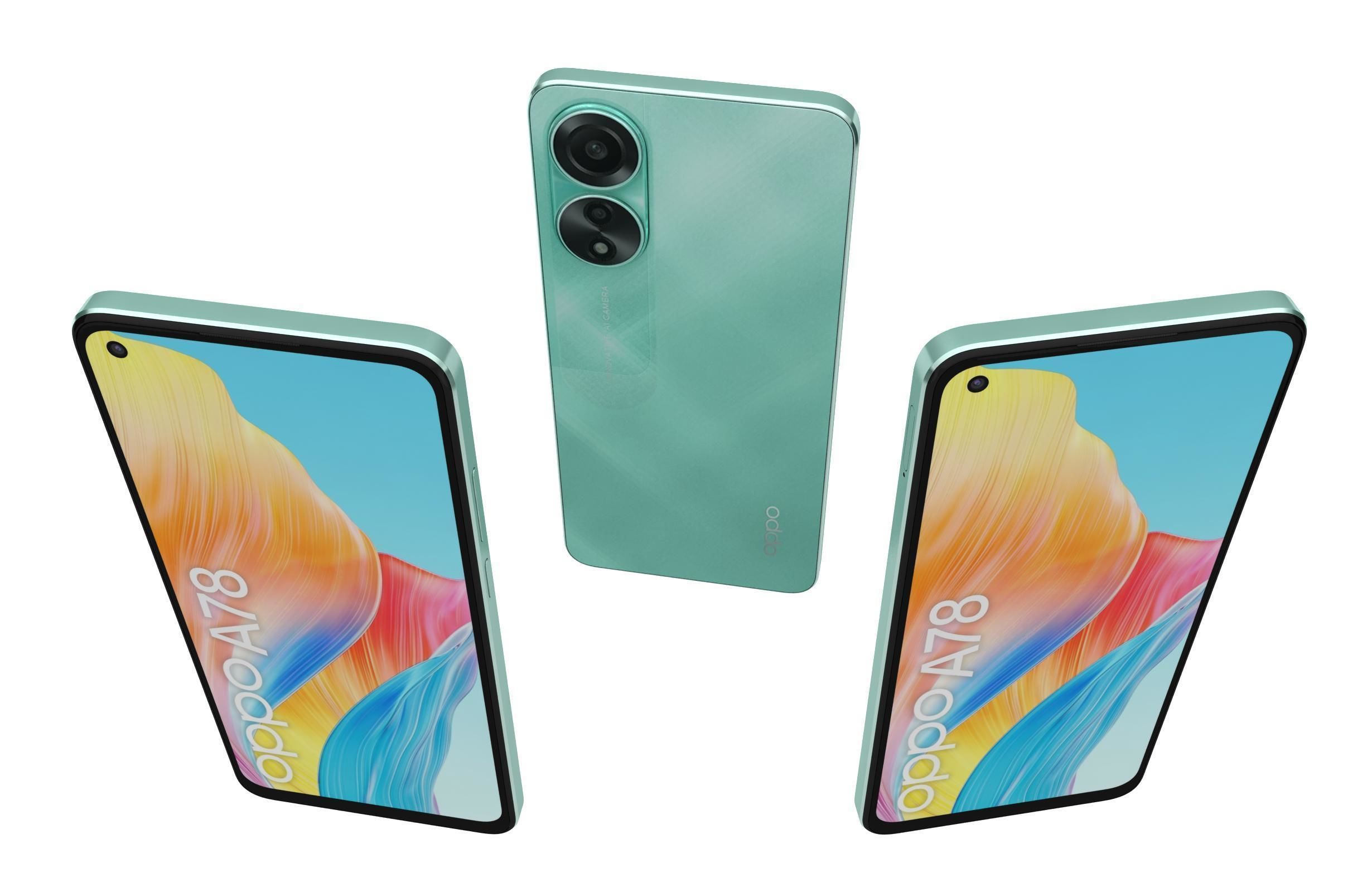 Oppo A78 4G Black And Green Low-poly 3D model_15