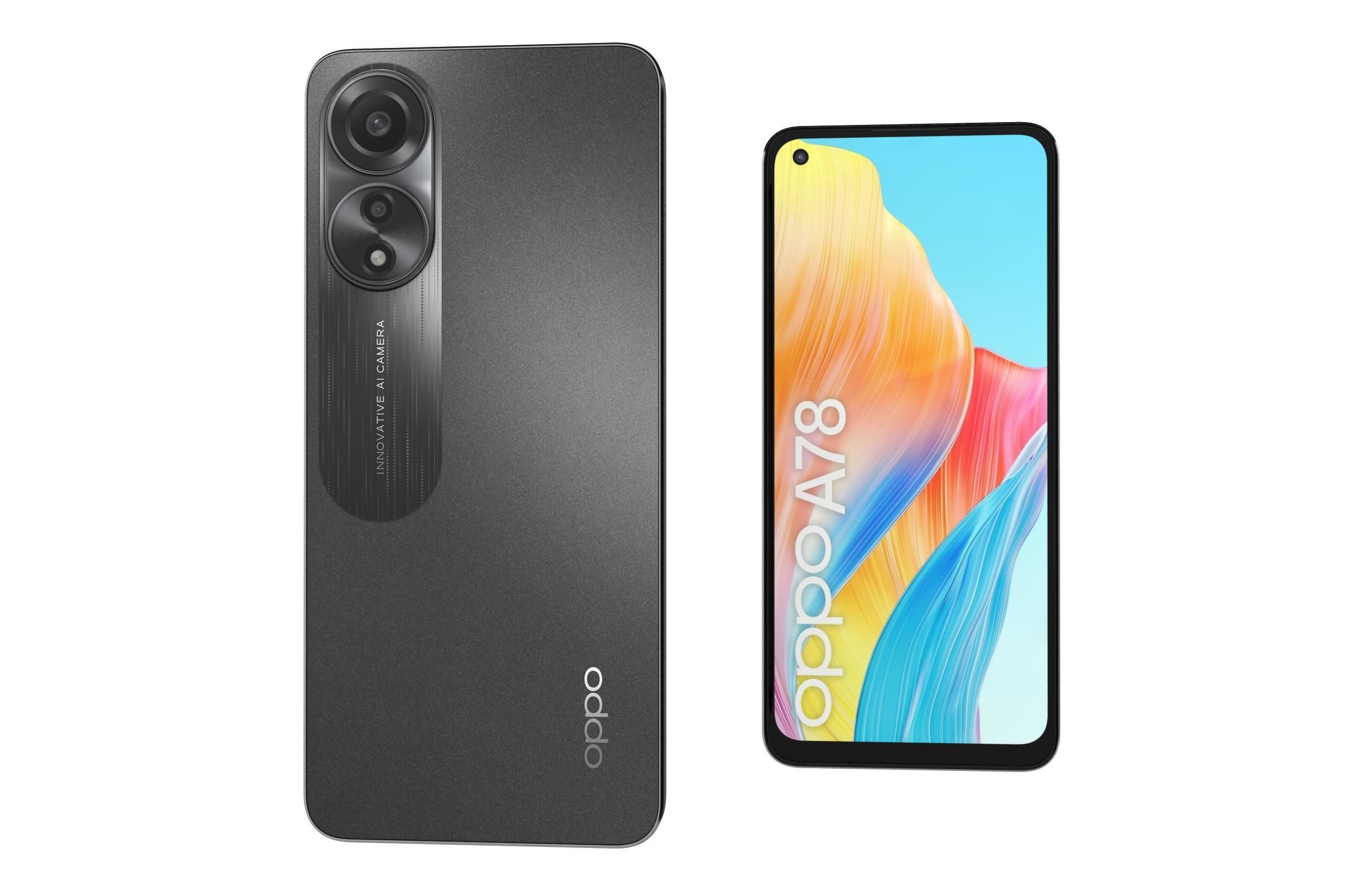 Oppo A78 4G Black And Green Low-poly 3D model_9
