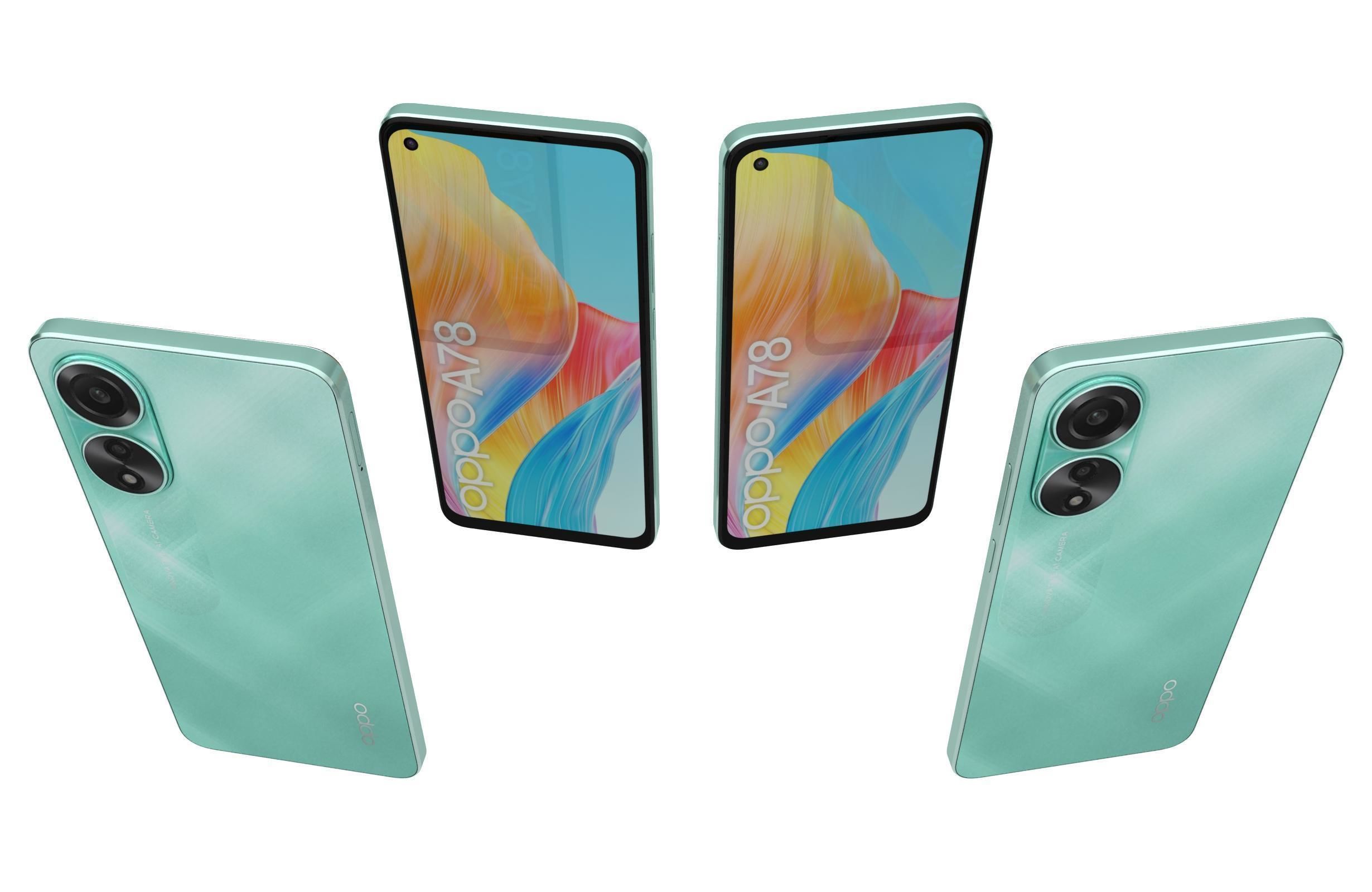 Oppo A78 4G Black And Green Low-poly 3D model_17