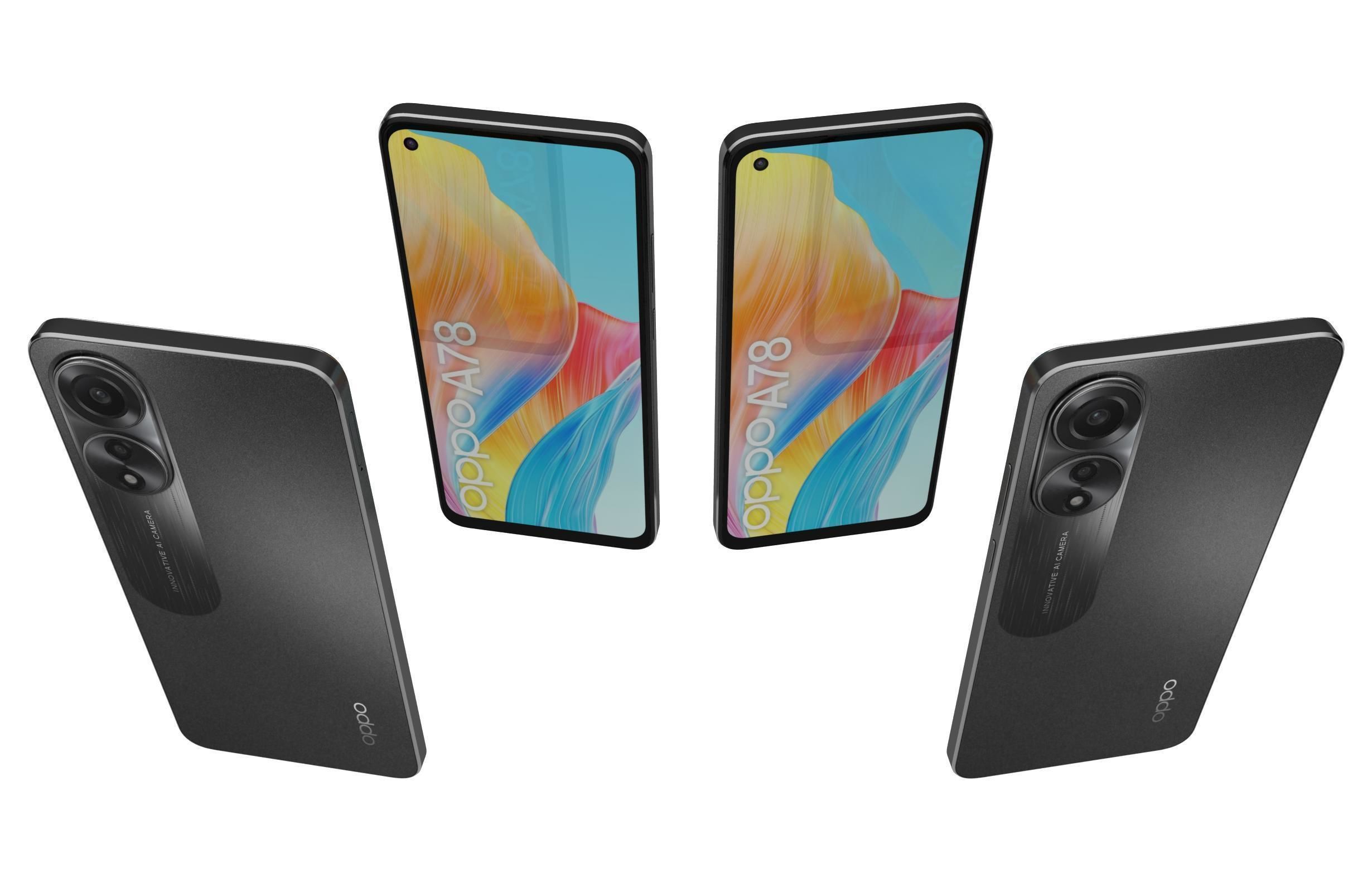 Oppo A78 4G Black And Green Low-poly 3D model_6