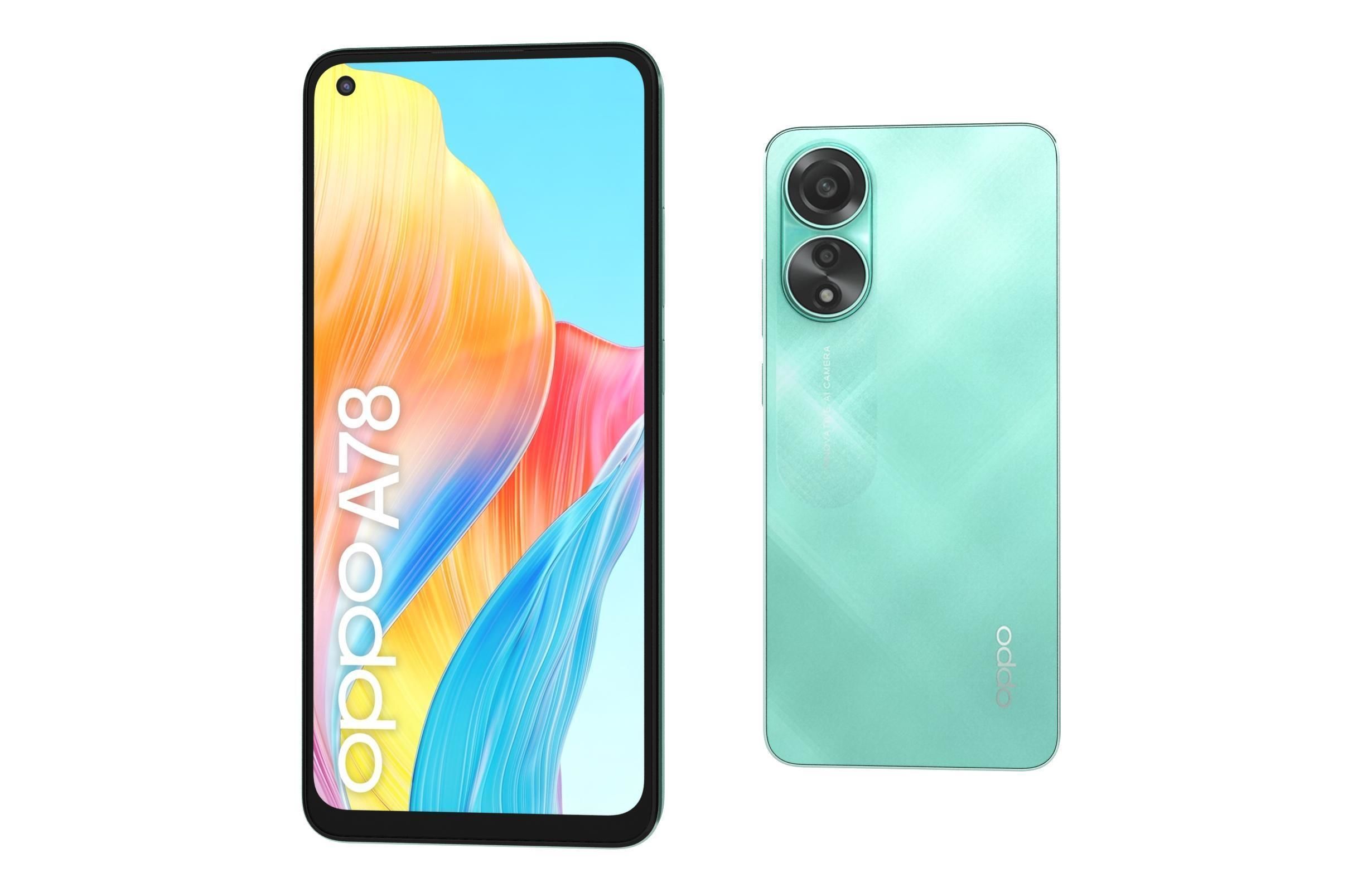 Oppo A78 4G Black And Green Low-poly 3D model_19