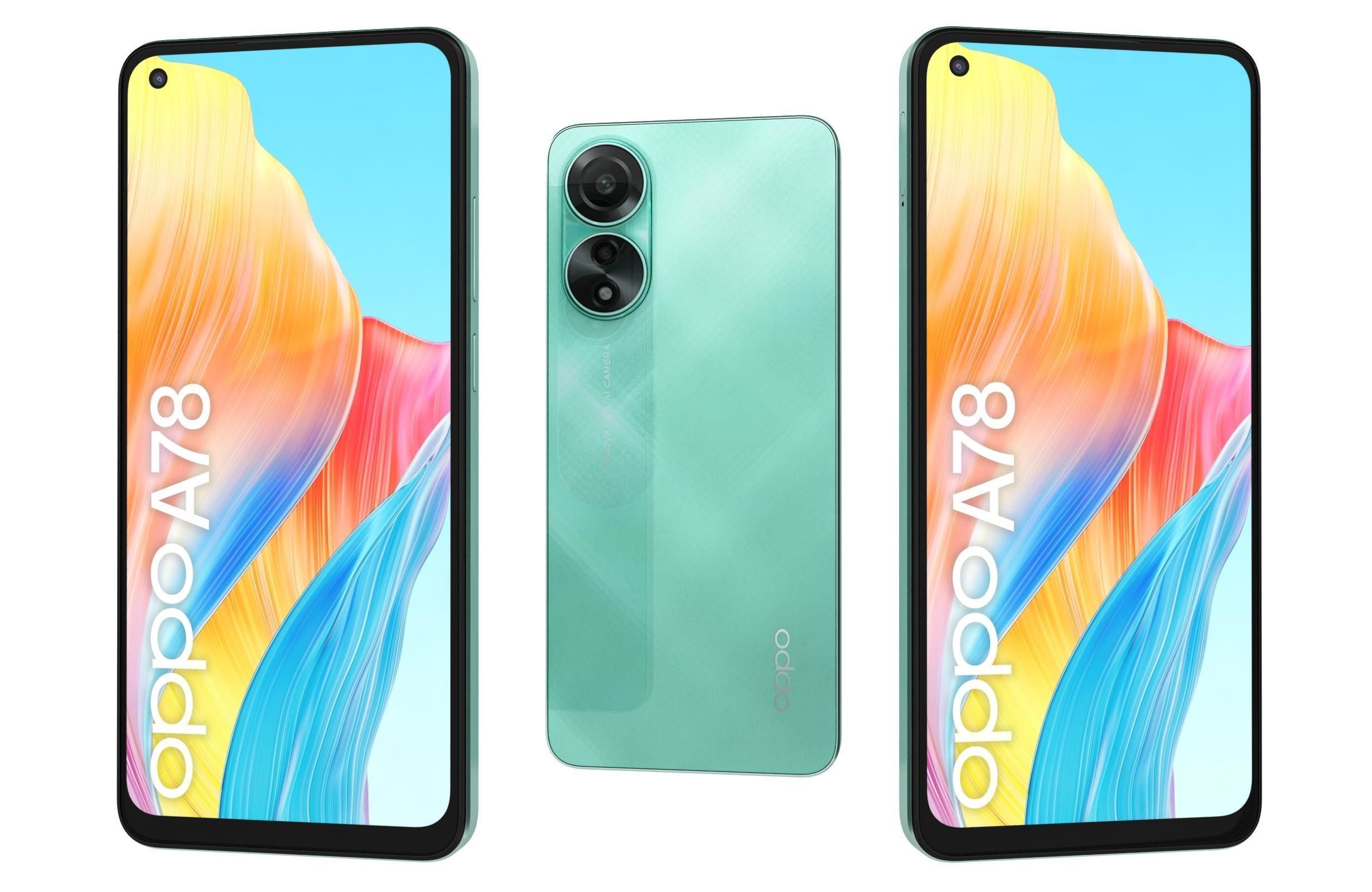 Oppo A78 4G Black And Green Low-poly 3D model_14