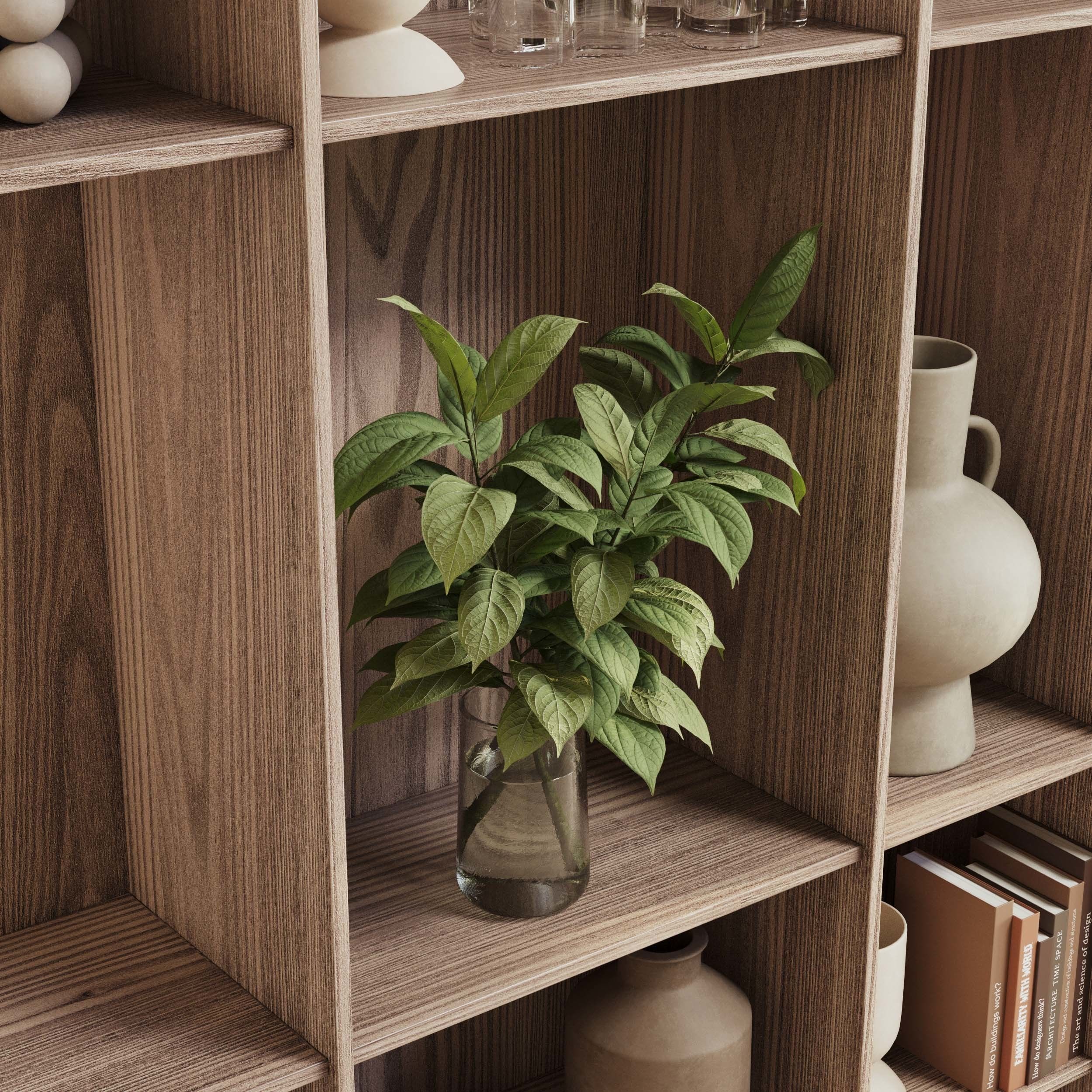 wooden Shelves Decorative With Plants and Book Low-poly 3D model_5