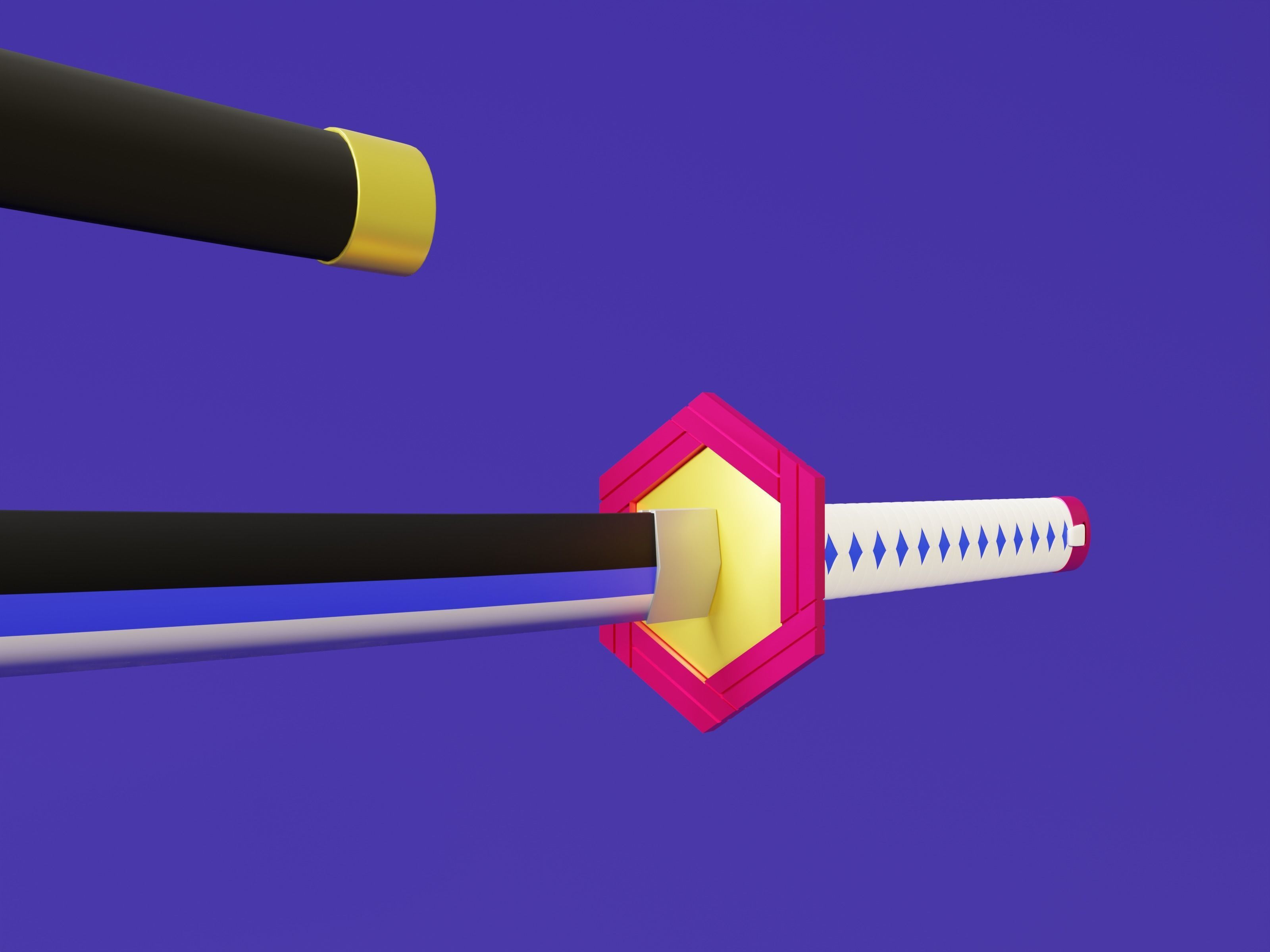 Demon Slayer Giyu sword - Kimetsu No Yaiba 3D print model 3D print model_2