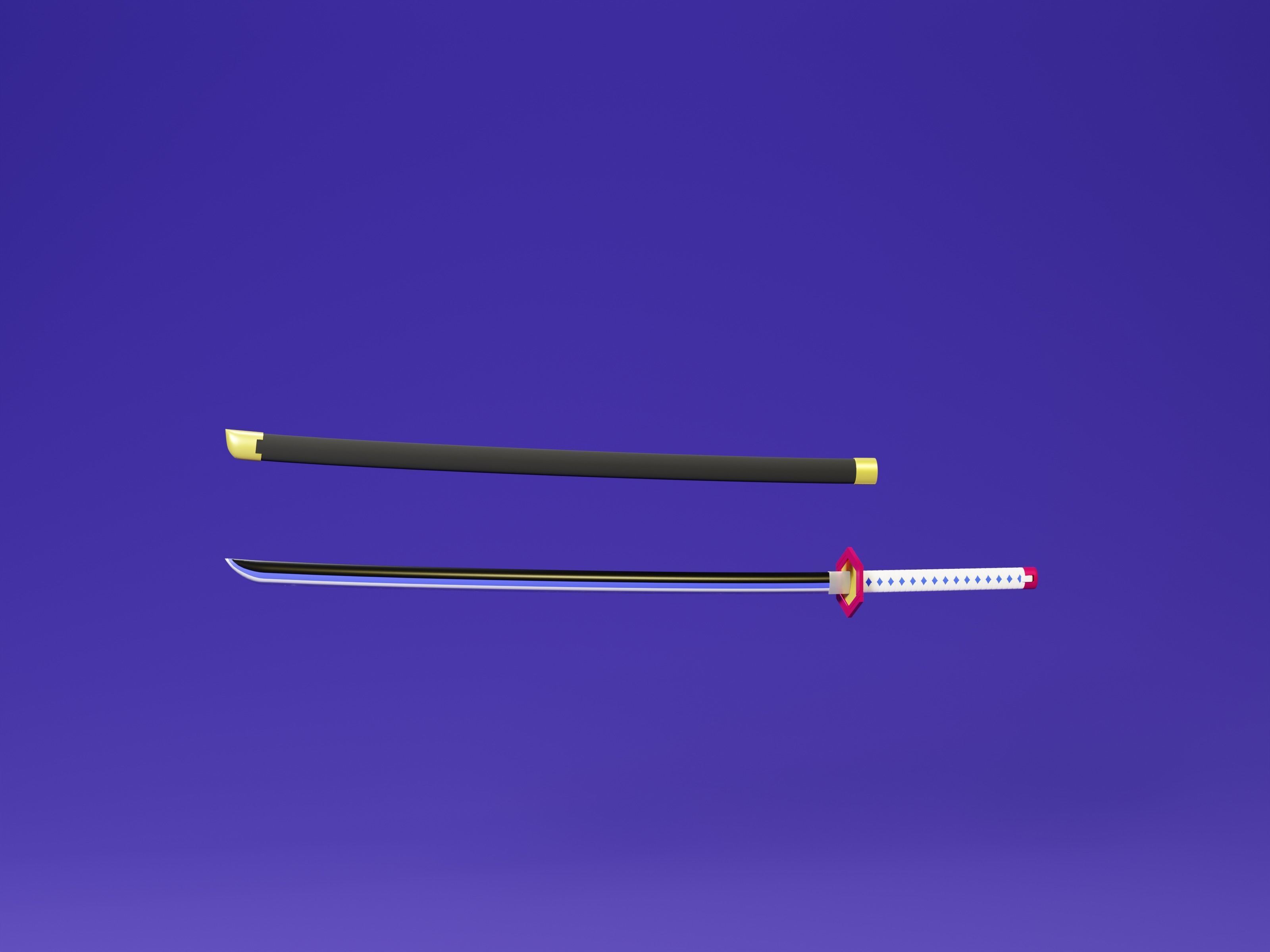 Demon Slayer Giyu sword - Kimetsu No Yaiba 3D print model 3D print model_1