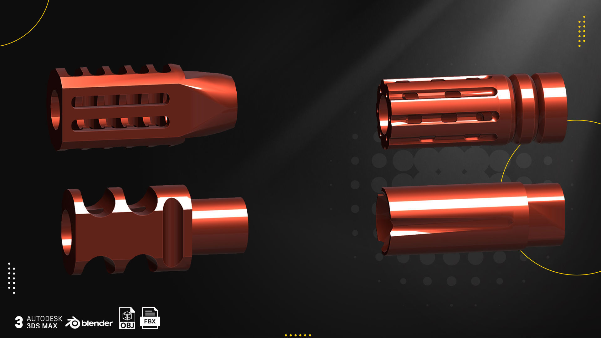 23 Muzzle Brake Vol1 Low-poly 3D model_4