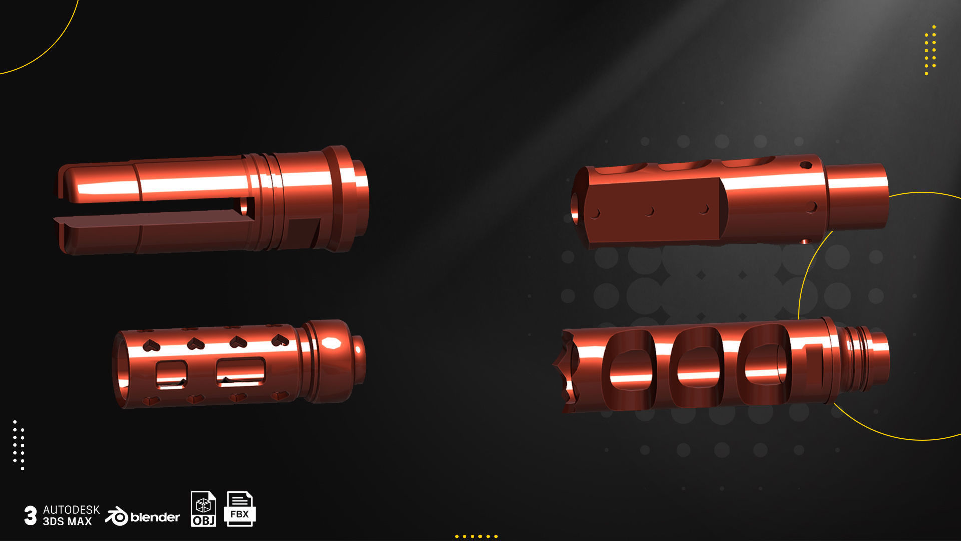 23 Muzzle Brake Vol1 Low-poly 3D model_2