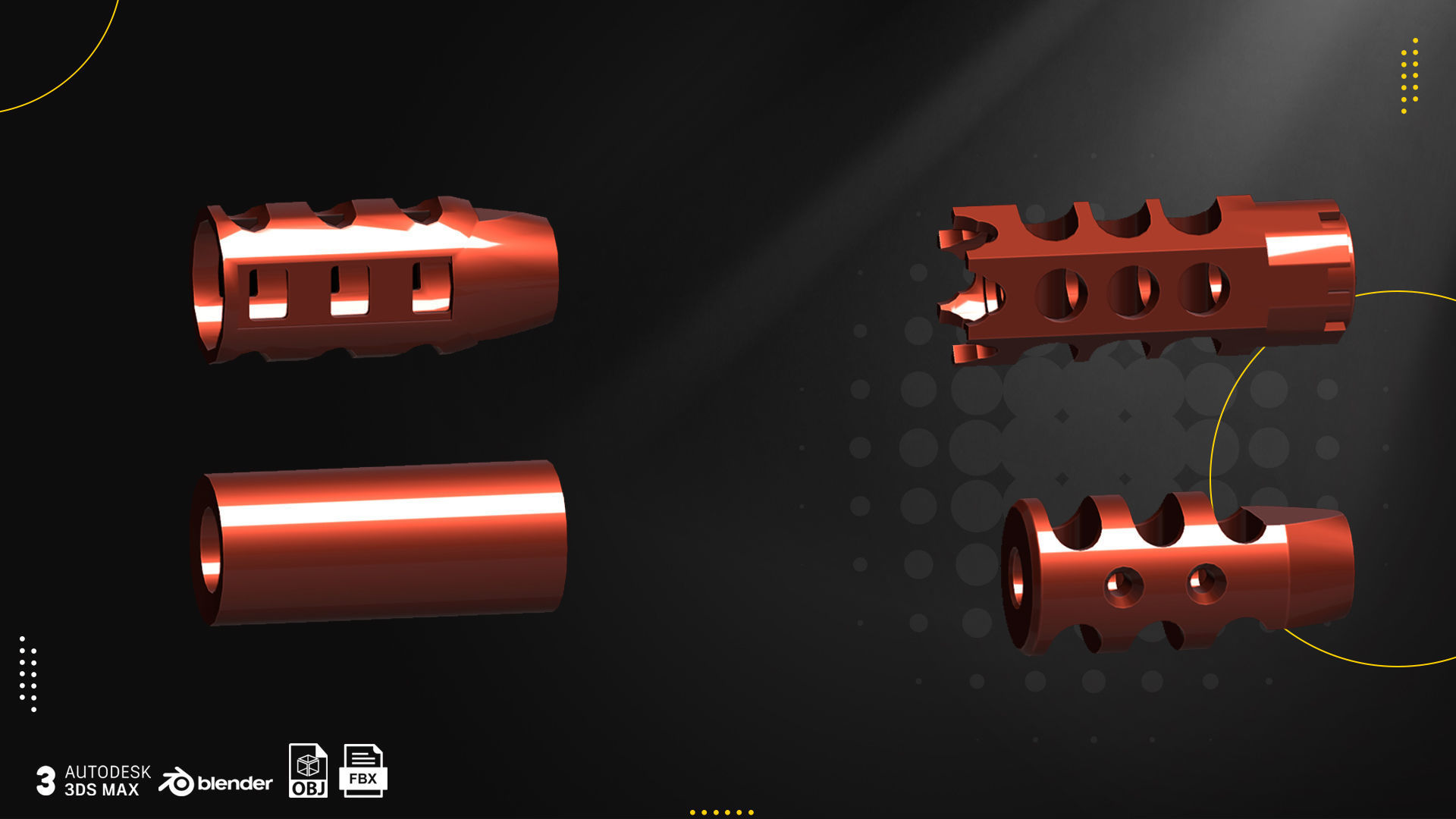 23 Muzzle Brake Vol1 Low-poly 3D model_3