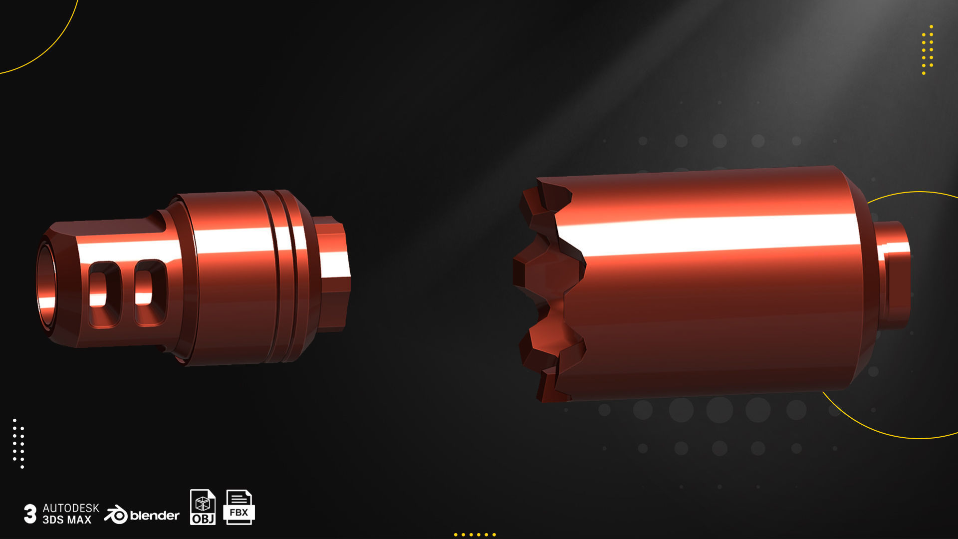 23 Muzzle Brake Vol1 Low-poly 3D model_6