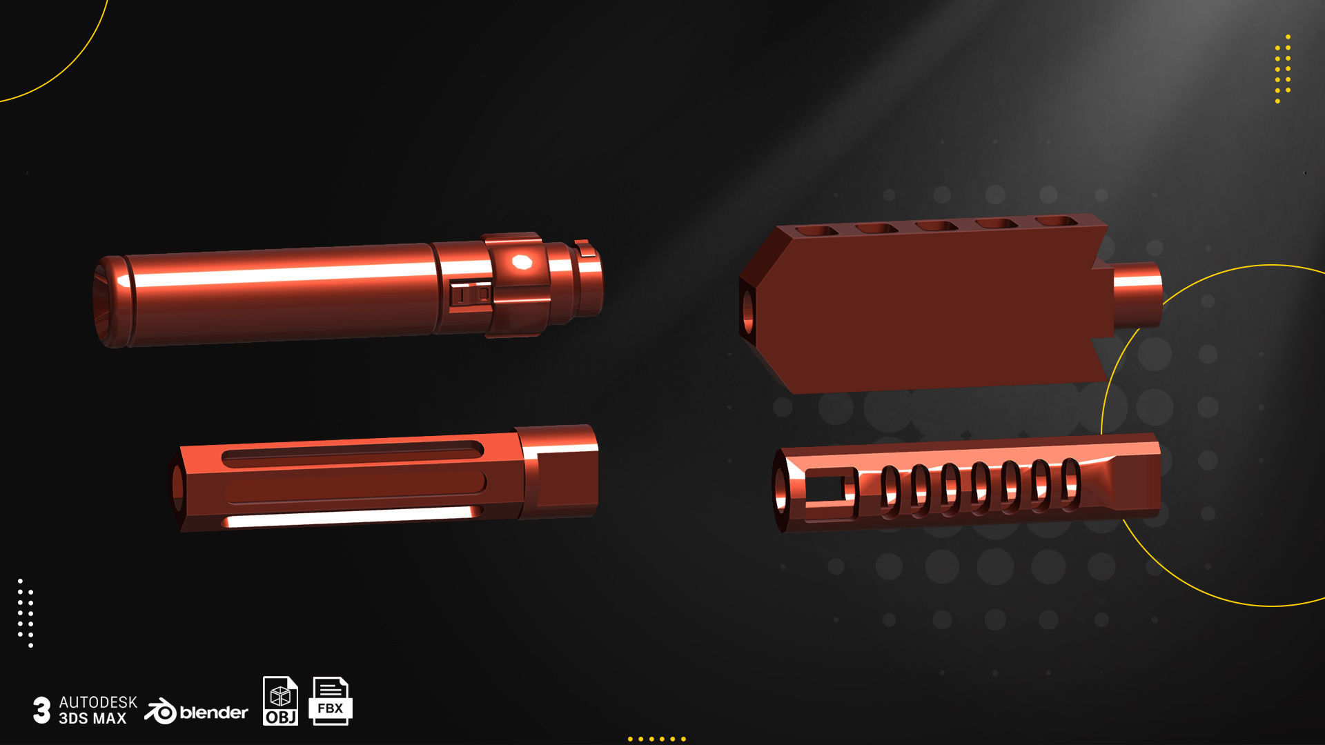 23 Muzzle Brake Vol1 Low-poly 3D model_1