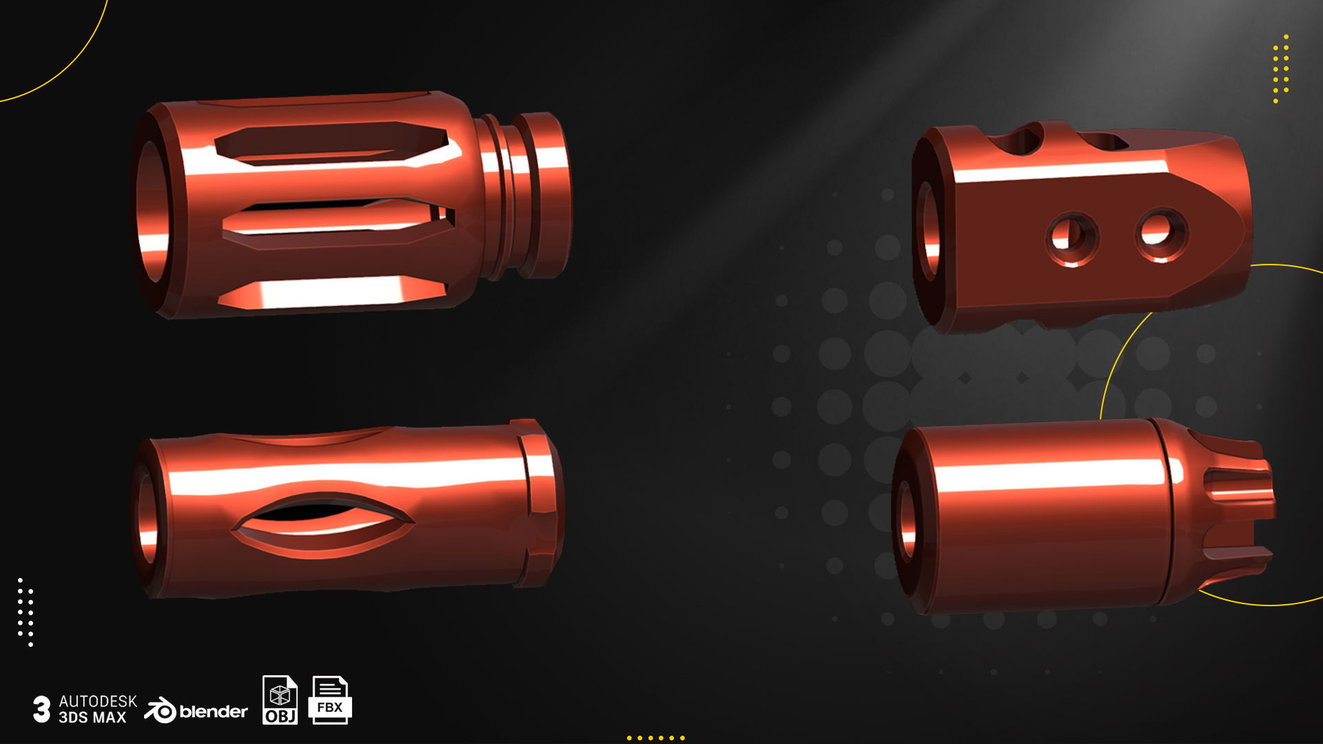 23 Muzzle Brake Vol1 Low-poly 3D model_5