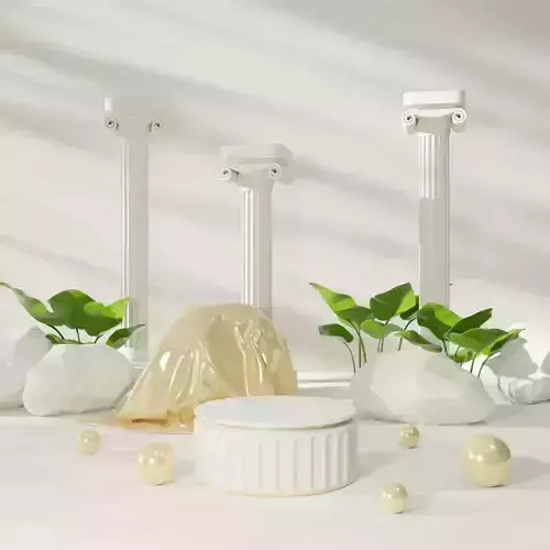 White podium stand and classic roman element 