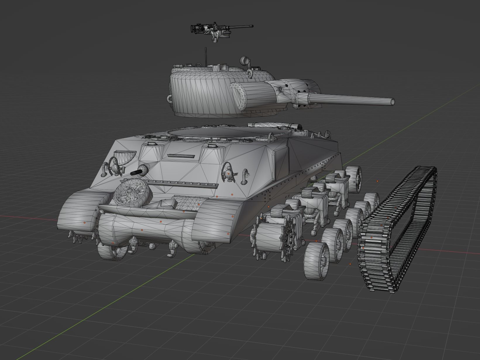 M4 A2 Sherman Low-poly 3D model_9
