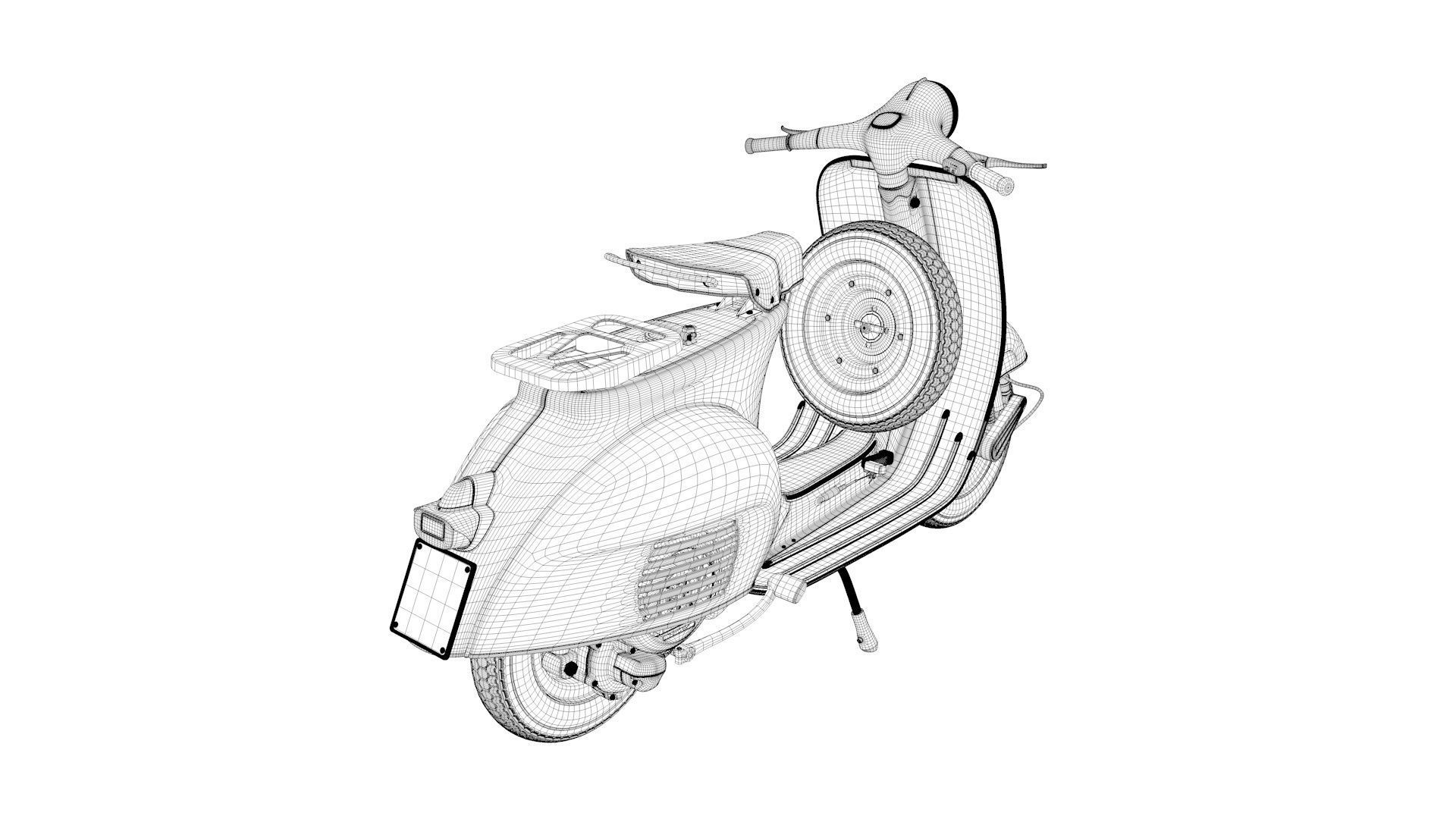 Classic Vintage Vespa 3D model_3