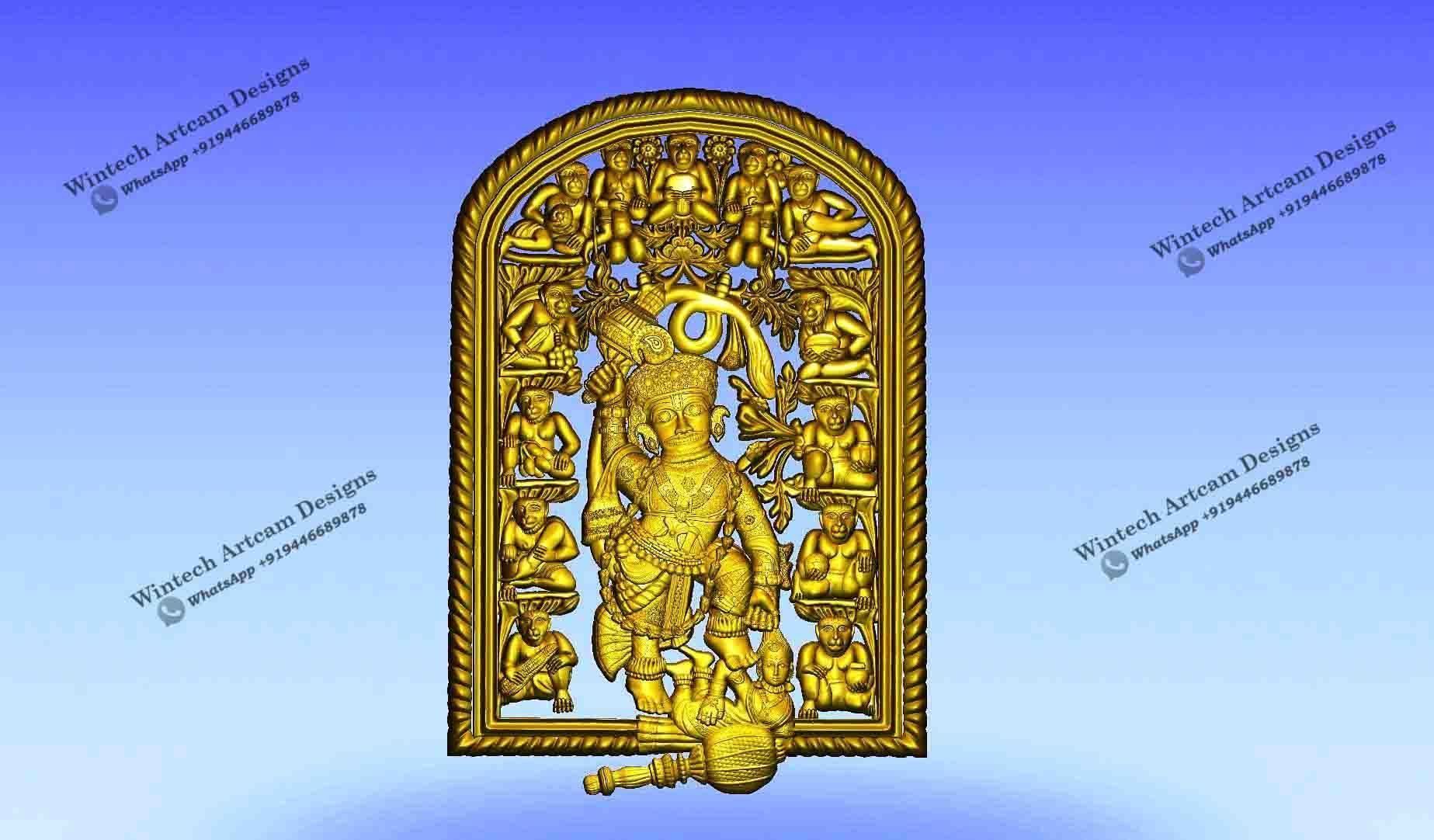 God Hanuman Relief Design 3D print model_1