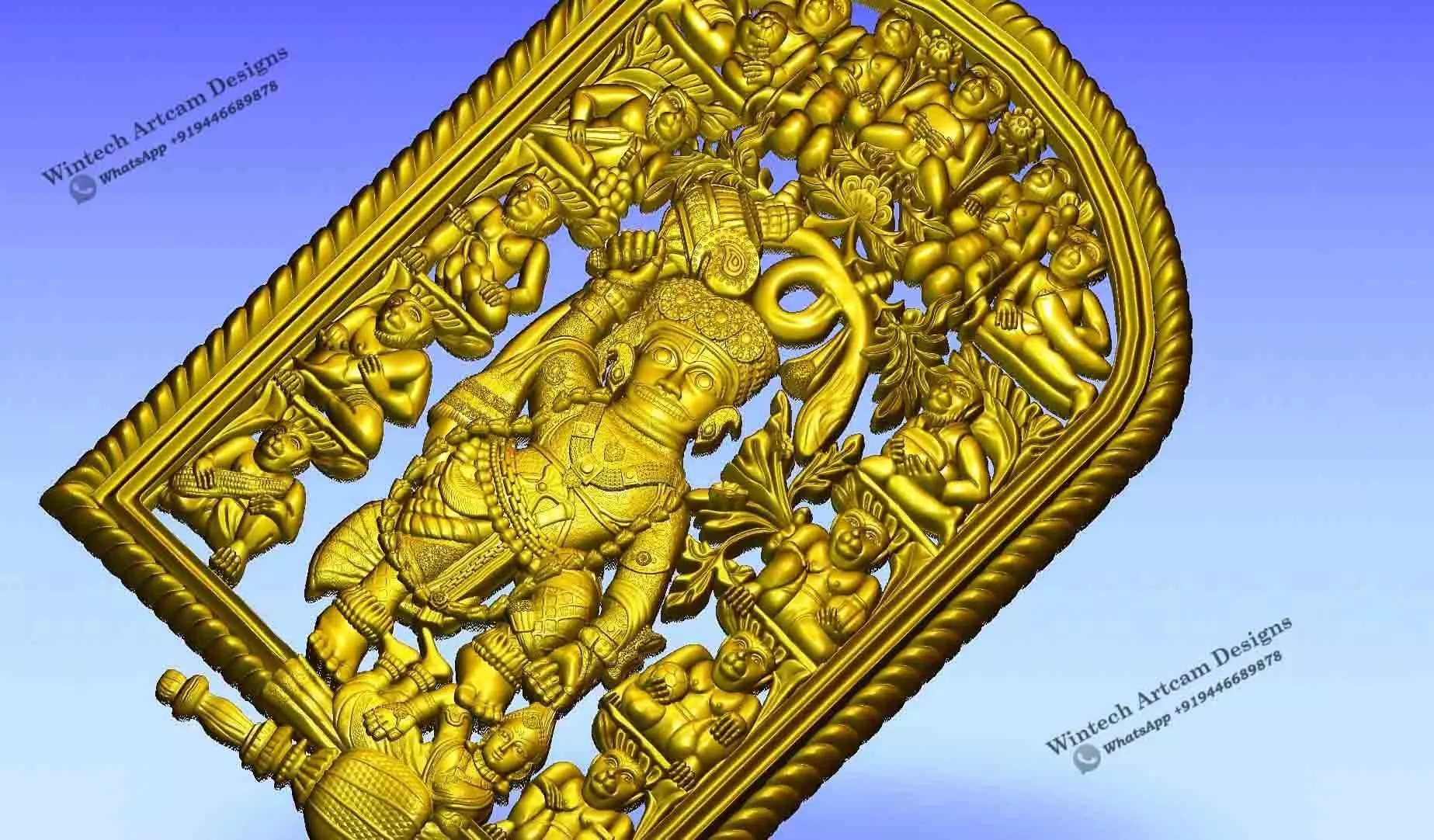 God Hanuman Relief Design 3D print model_0