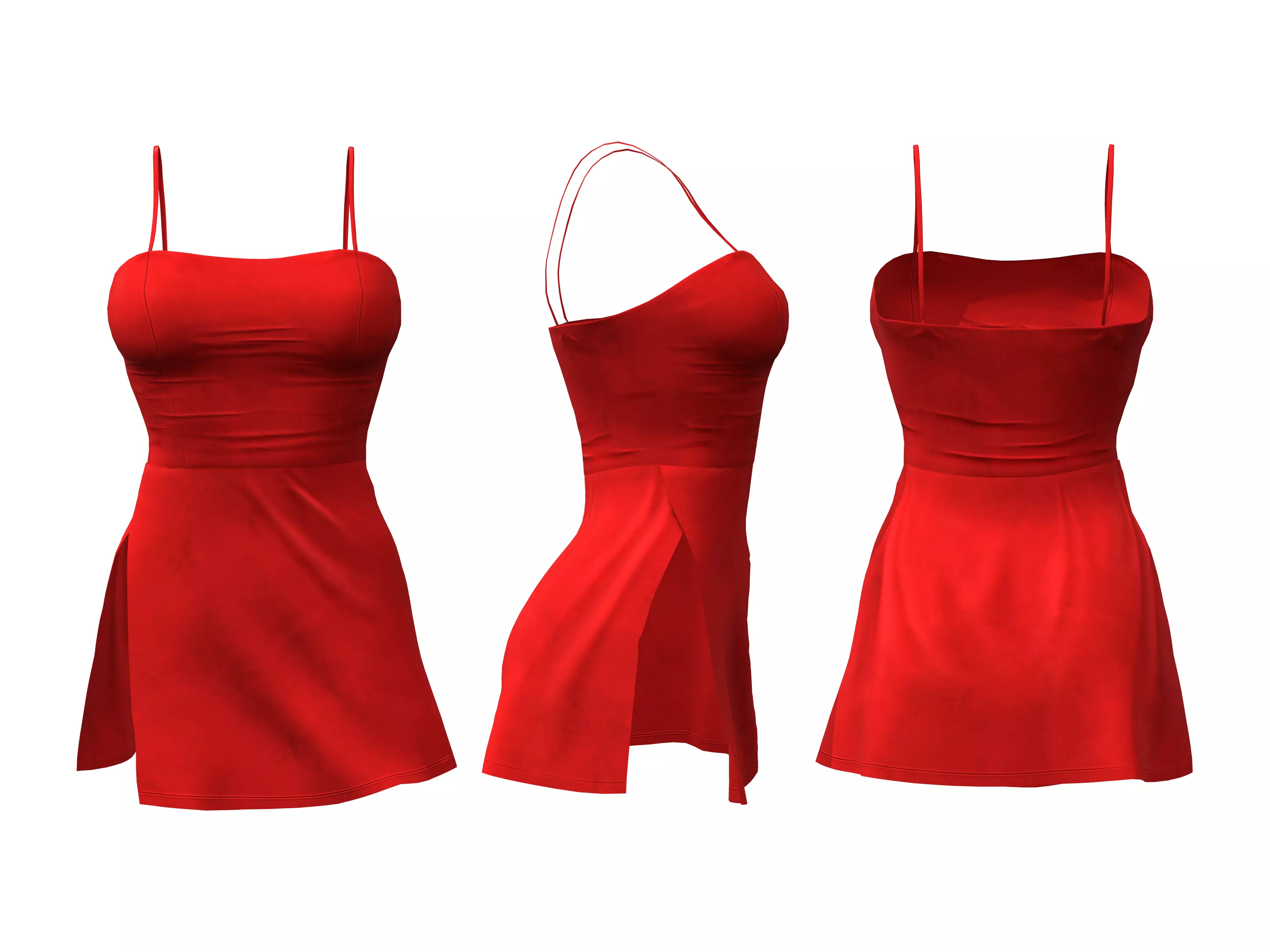 Mini Dress with Straps Low-poly 3D model
