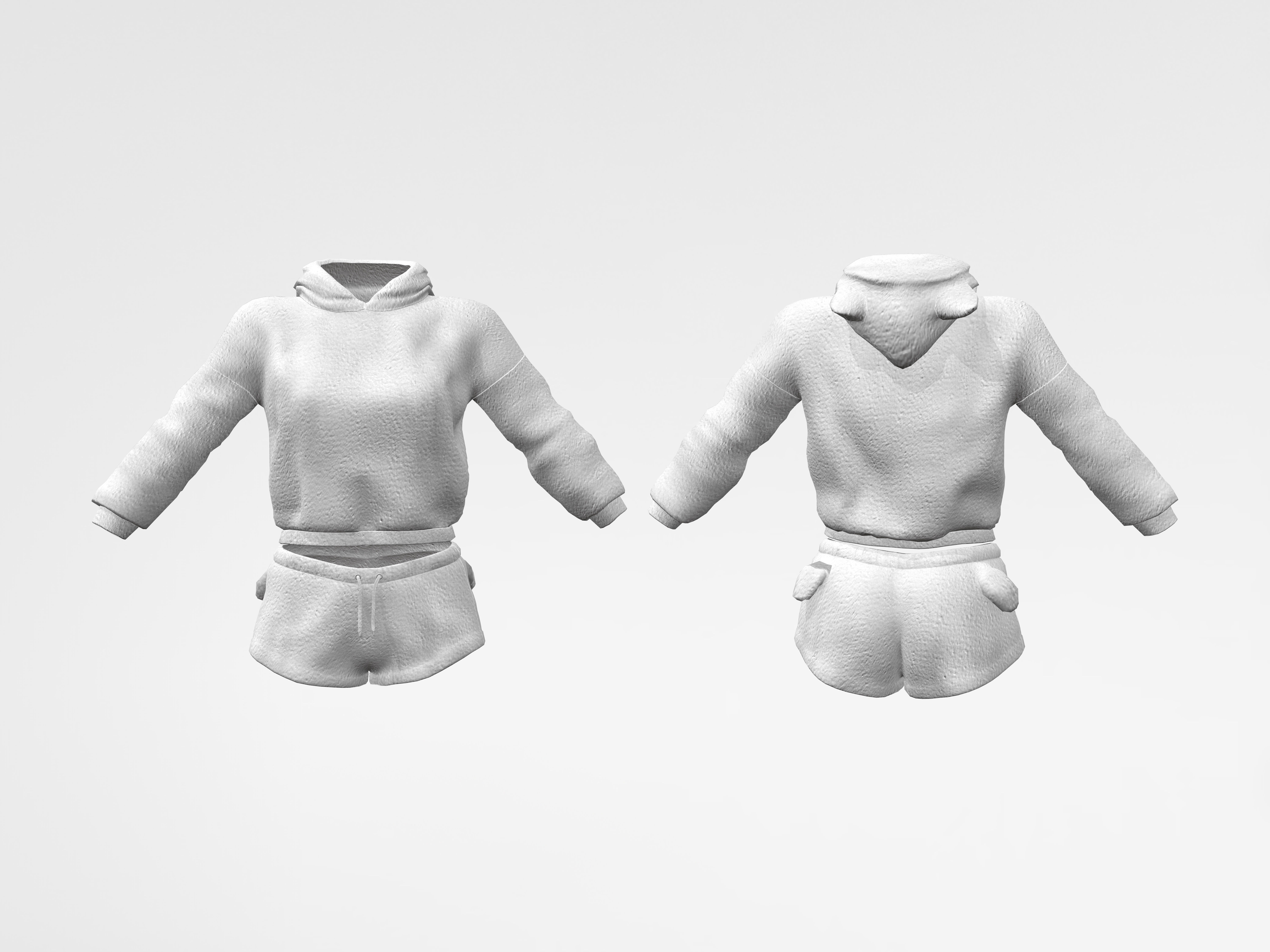 Loungewear with Cat ears Low-poly 3D model_2