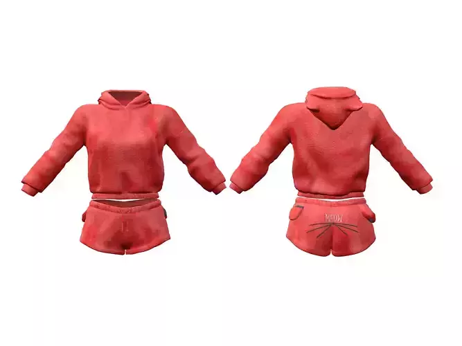Loungewear with Cat ears Low-poly 3D model