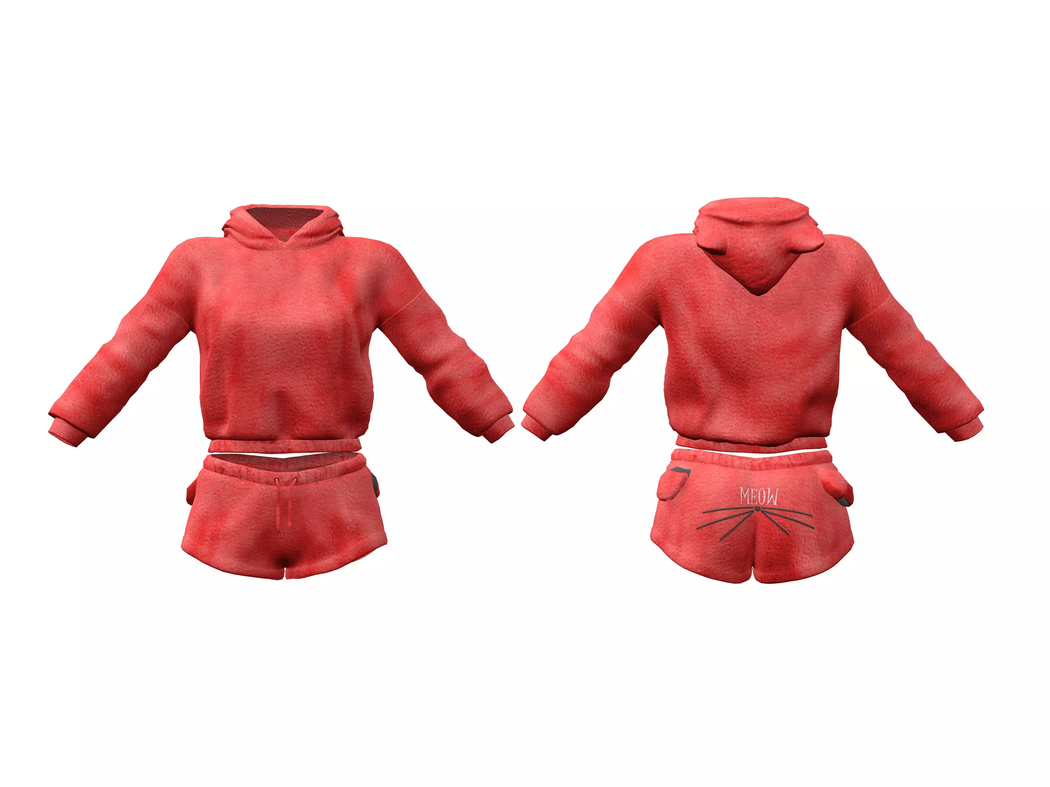 Loungewear with Cat ears Low-poly 3D model_0