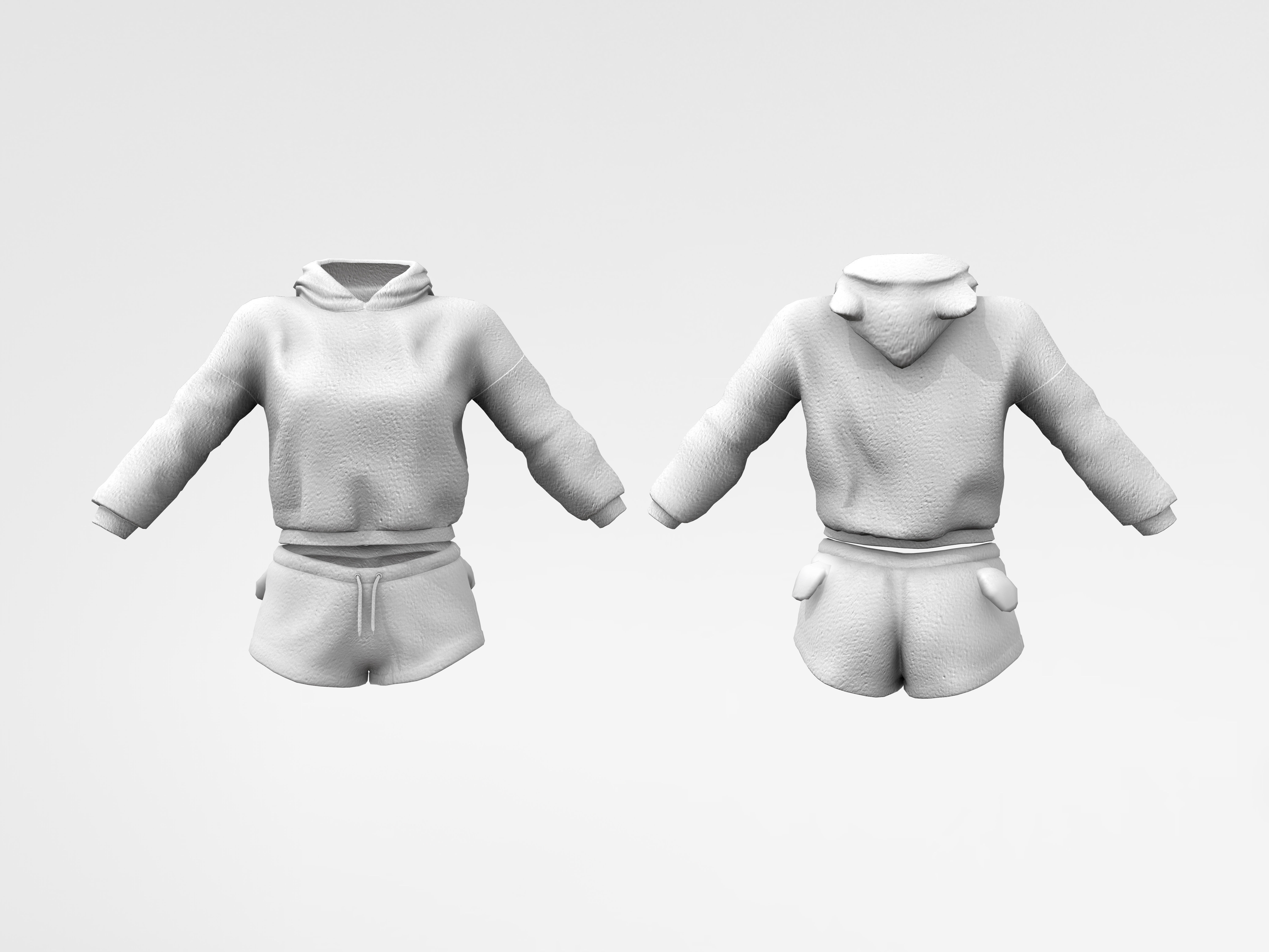 Loungewear with Cat ears Low-poly 3D model_5