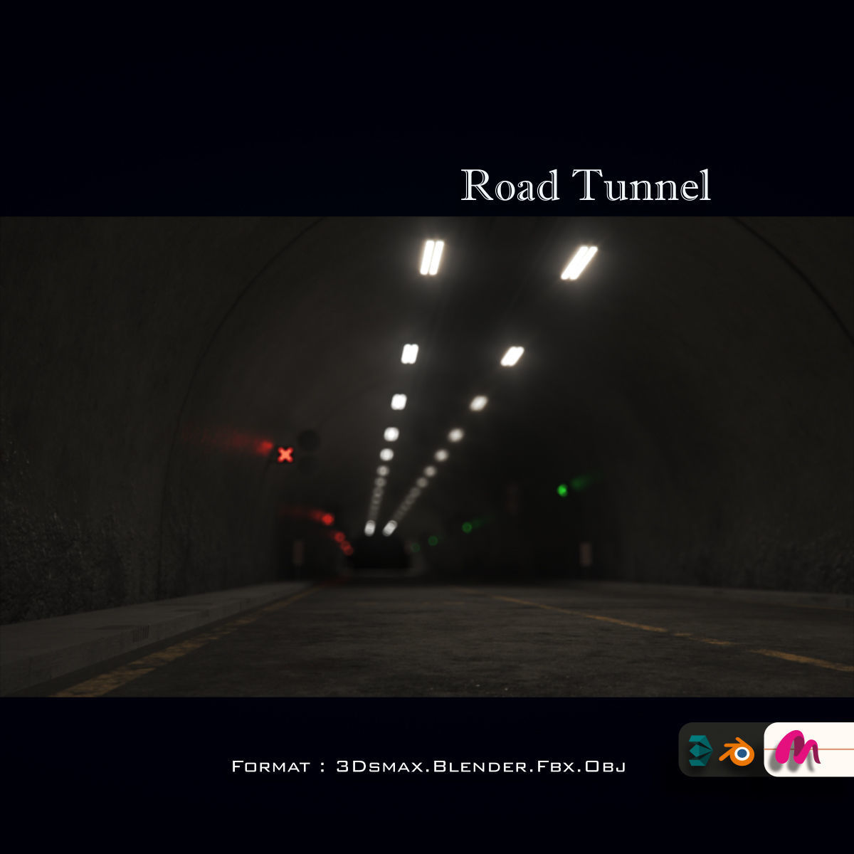 Impressive Highway Tunnel Low-poly 3D model_12