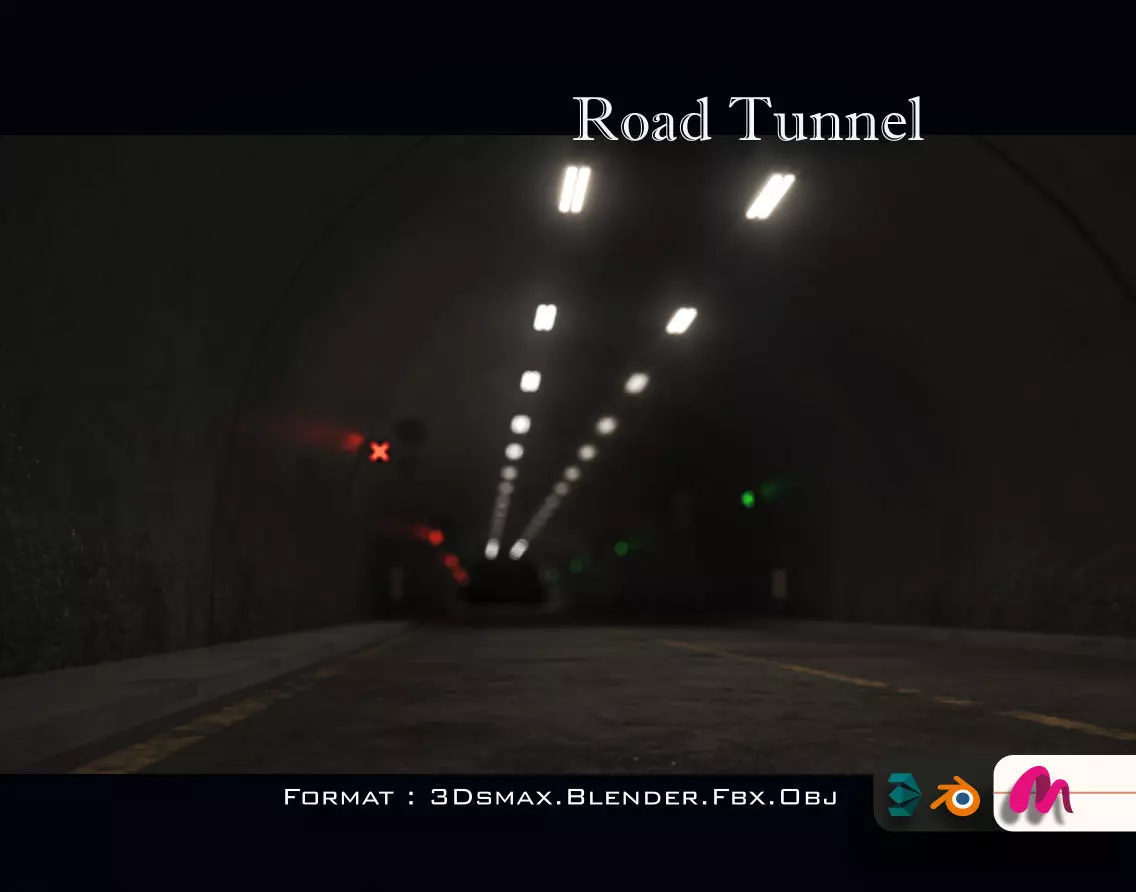 Impressive Highway Tunnel Low-poly 3D model_0