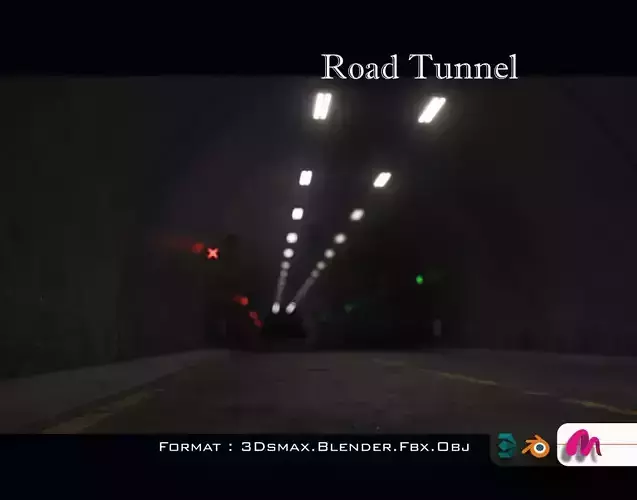 Impressive Highway Tunnel Low-poly 3D model